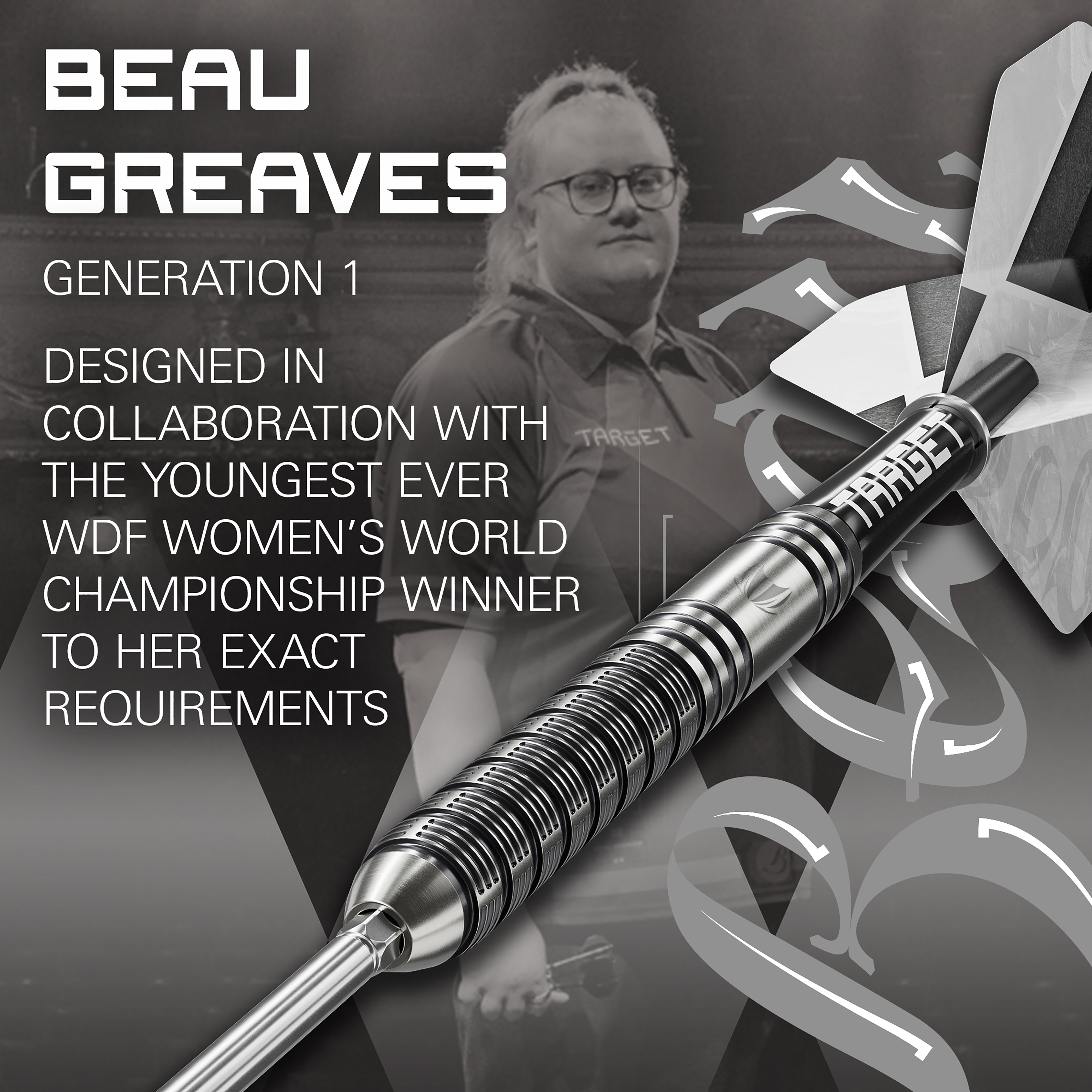 Target Beau Greaves G1 - 90% Tungsten Darts - Swiss Points - 23g 25g