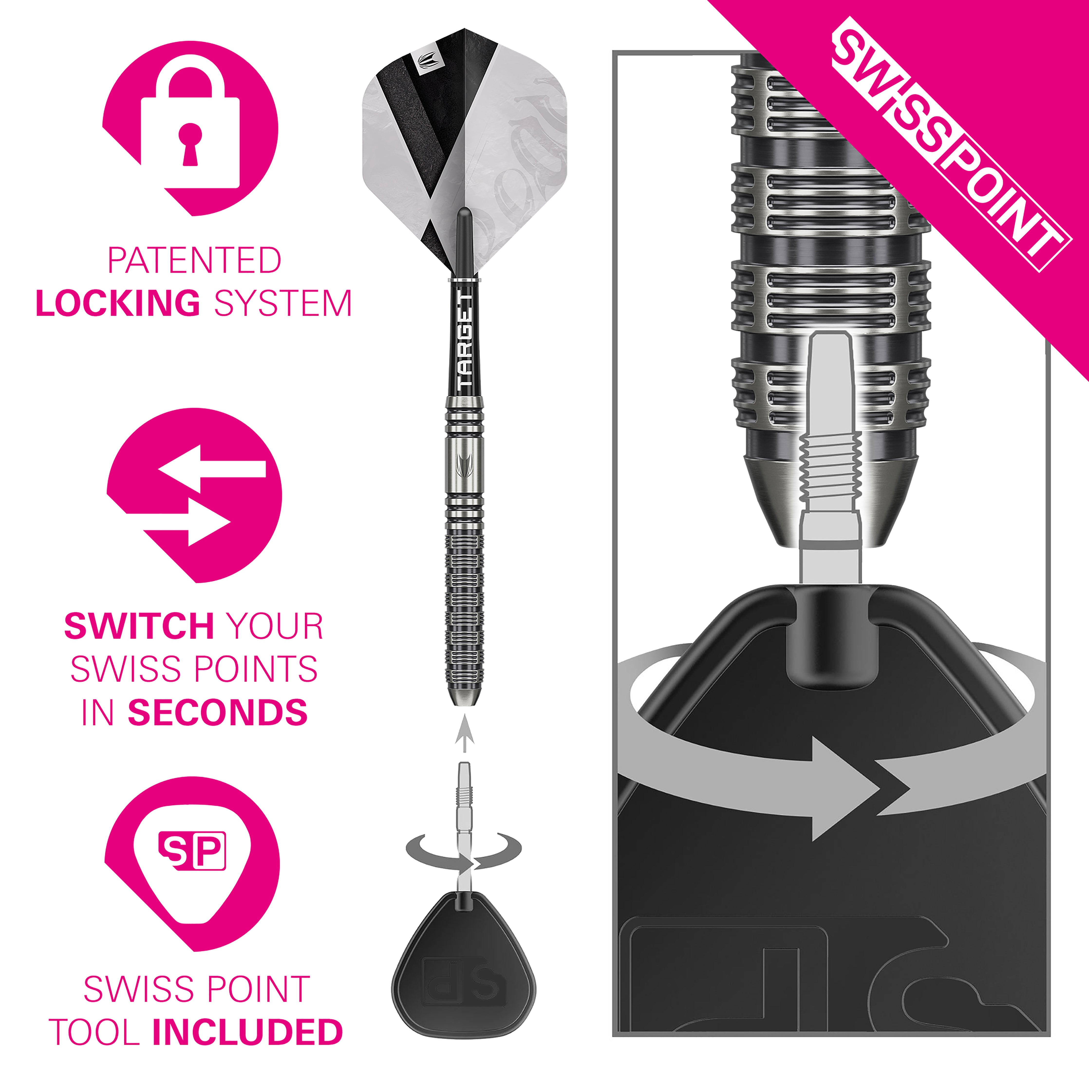 Target Beau Greaves G1 - 90% Tungsten Darts - Swiss Points - 23g 25g