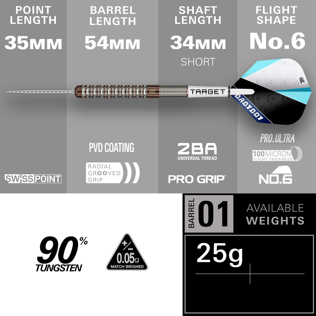 Target Adam Lipscombe - Babyboy -  90% Tungsten SP Steel Tip Darts - 25g