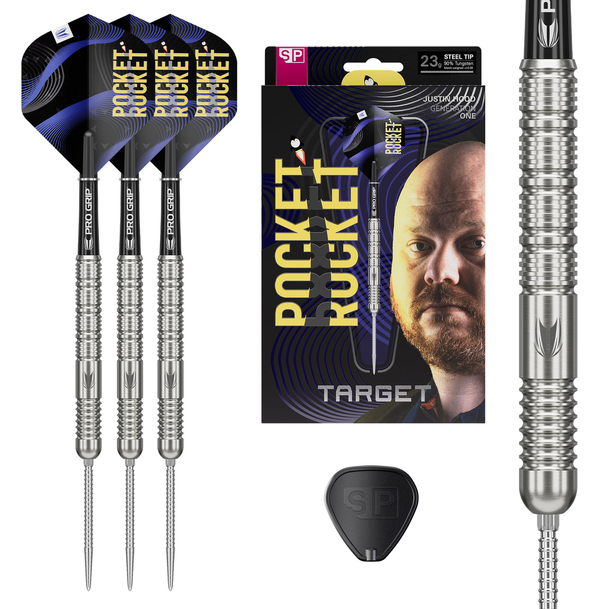 Target Justin Hood - The Pocket Rocket -  90% Tungsten SP Steel Tip Darts - 23g