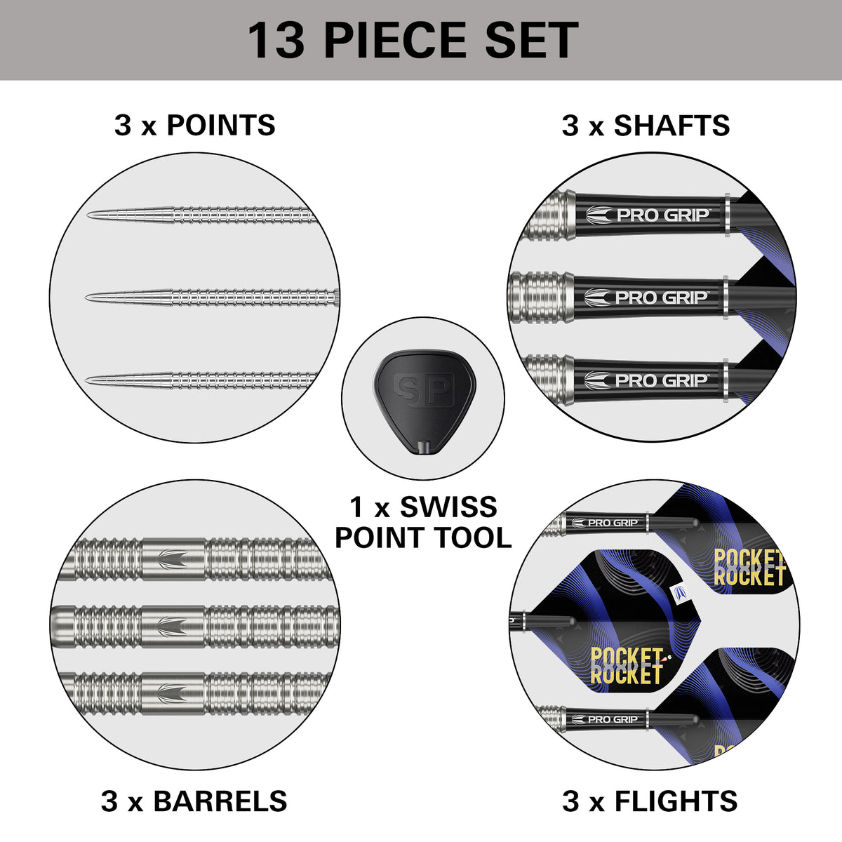 Target Justin Hood - The Pocket Rocket -  90% Tungsten SP Steel Tip Darts - 23g