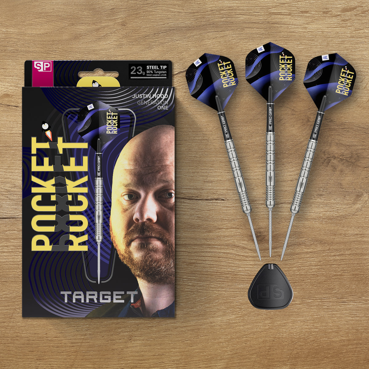 Target Justin Hood - The Pocket Rocket -  90% Tungsten SP Steel Tip Darts - 23g