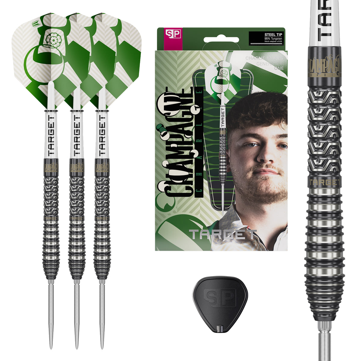 Target Charlie Manby - Champagne - 95% Tungsten SP Steel Tip Darts - 22g 23g 25g