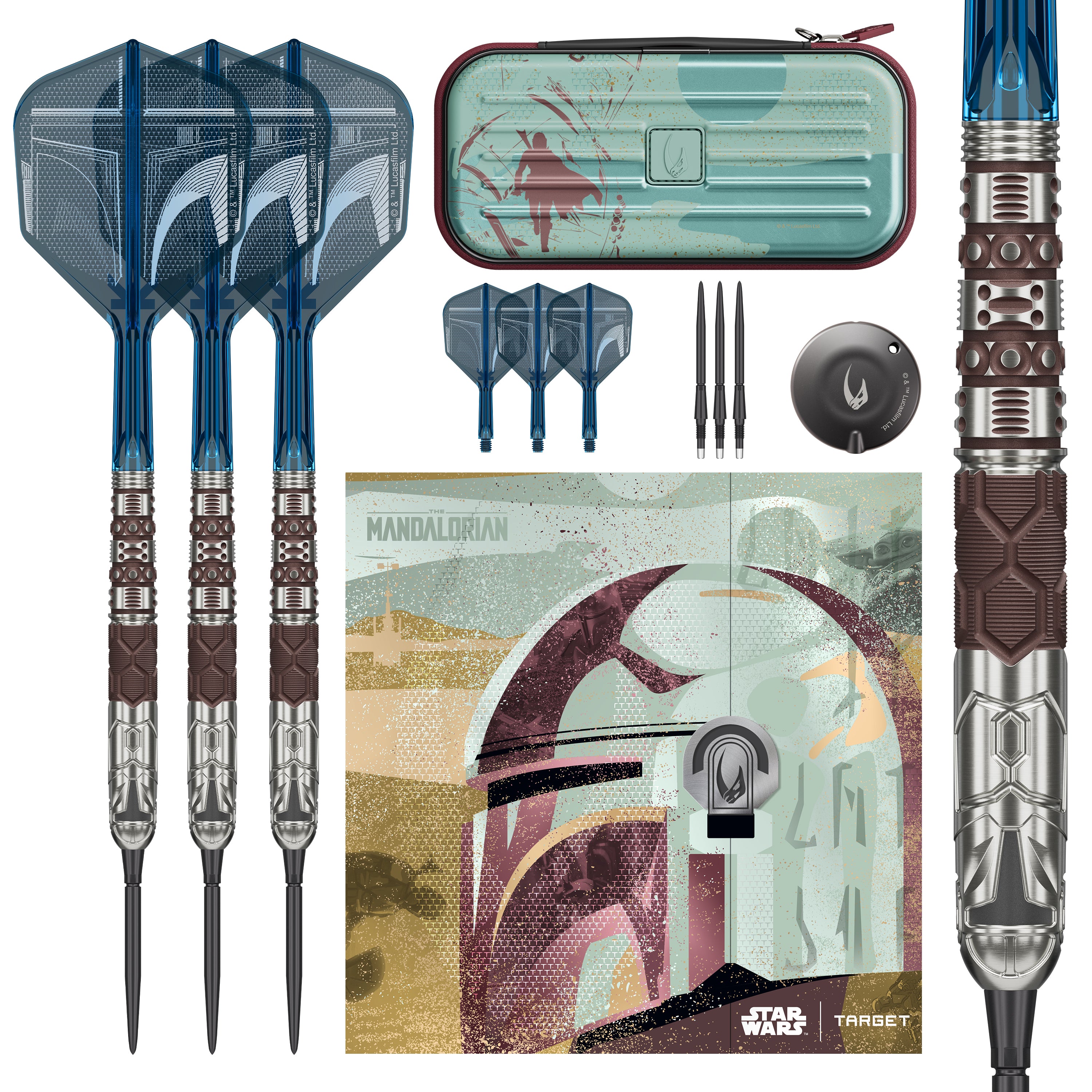 Target Darts Star Wars Mandalorian - 95% Tungsten - Swiss Steel Tip Darts - 22g 24g 26g