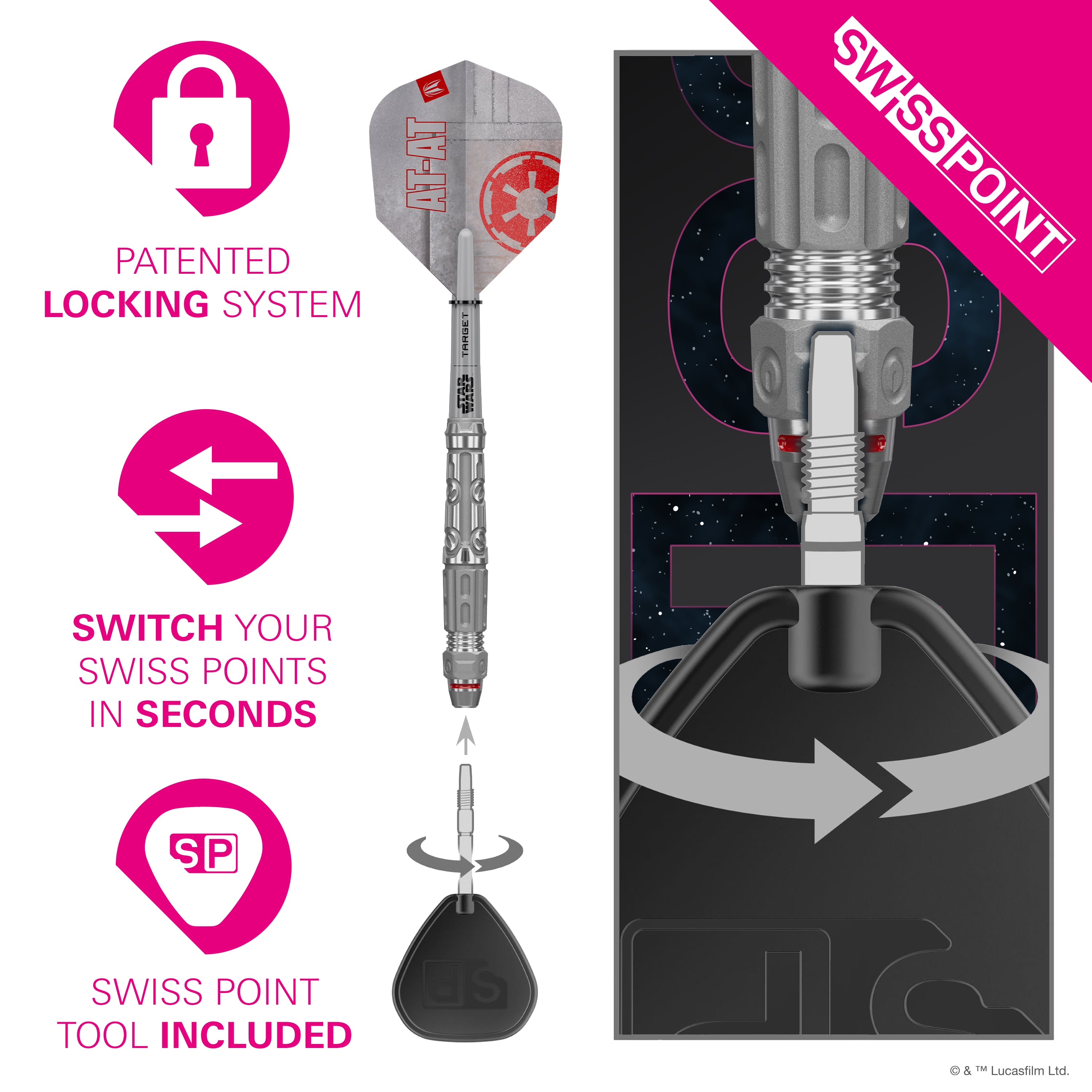 Target Darts Star Wars AT-AT - 90% Tungsten Darts - Swiss Point - 23g 24g 25g
