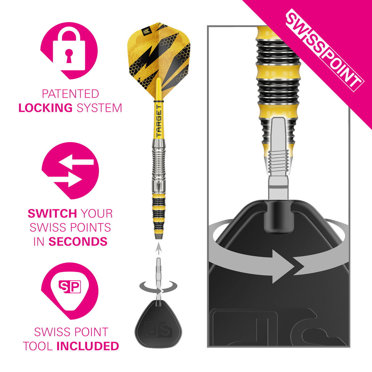 Target Buzz SP03 - 90% Tungsten Steel Tip Darts - 23g 25g
