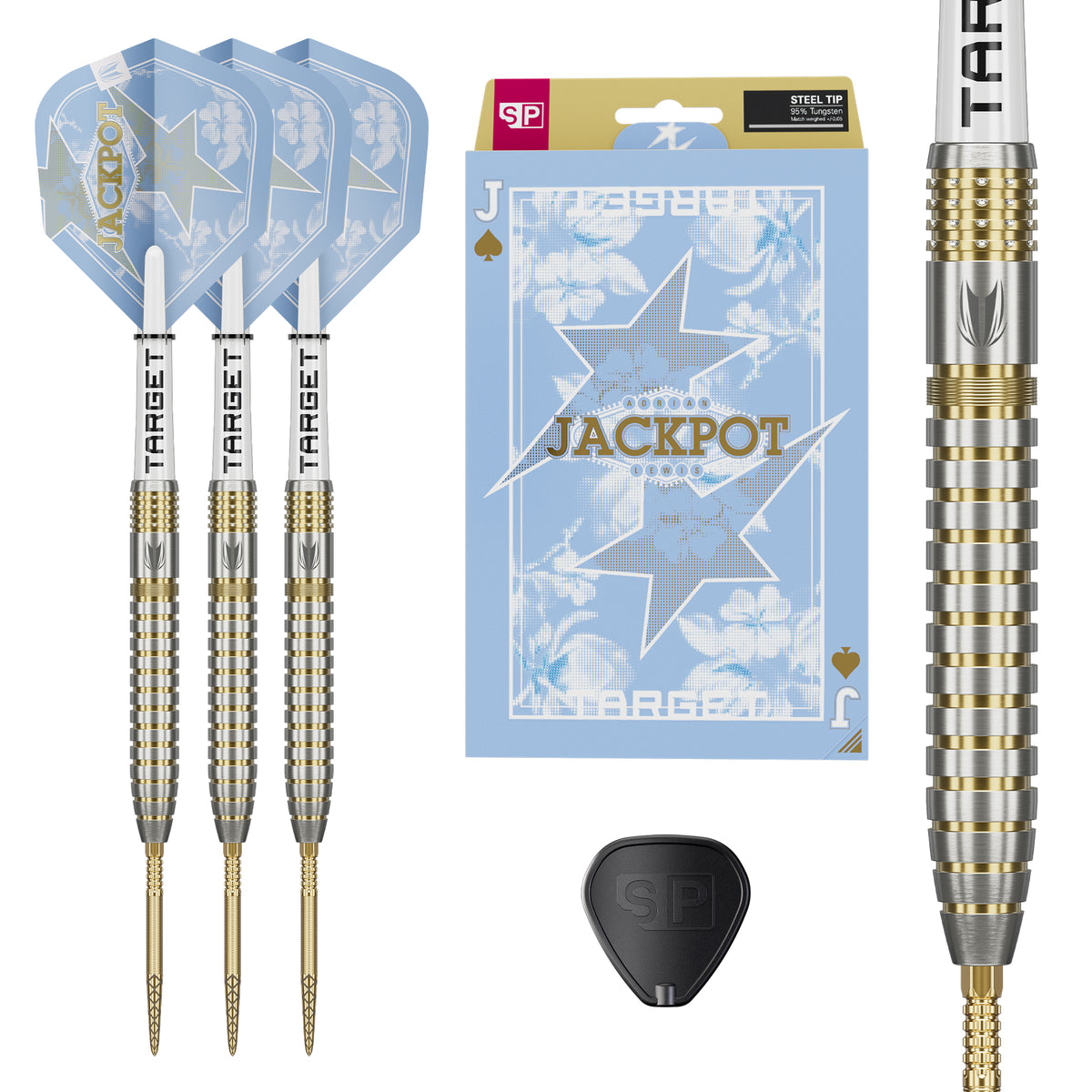 Target Adrian Jackpot Lewis - Showdown -  95% Tungsten SP Steel Tip Darts - 23g 25g