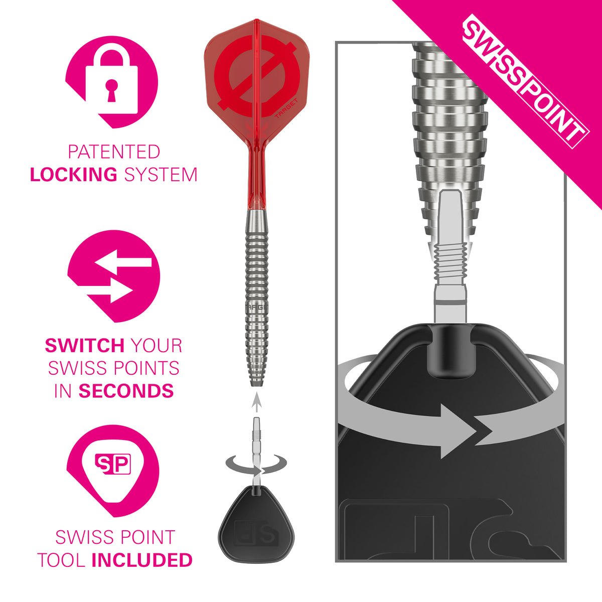 Target Group O 02- 50% Tungsten SP Steel Tip Darts Set - 21g 23g 25g