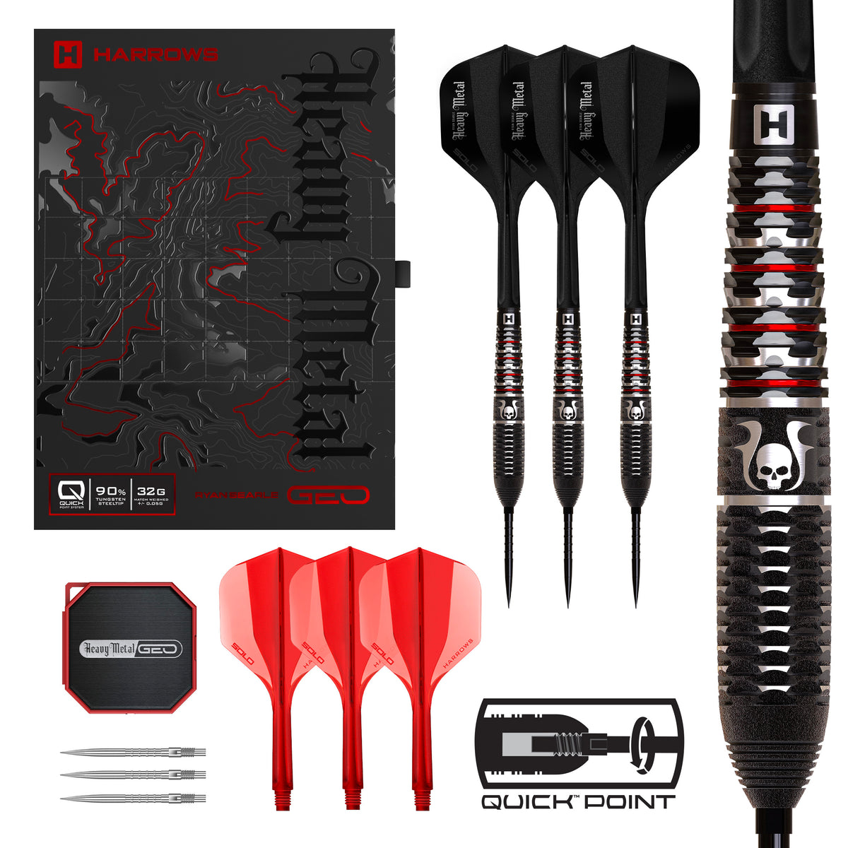 Harrows Ryan Searle Geo - 90% Tungsten Quick Points Darts - 22g - 32g