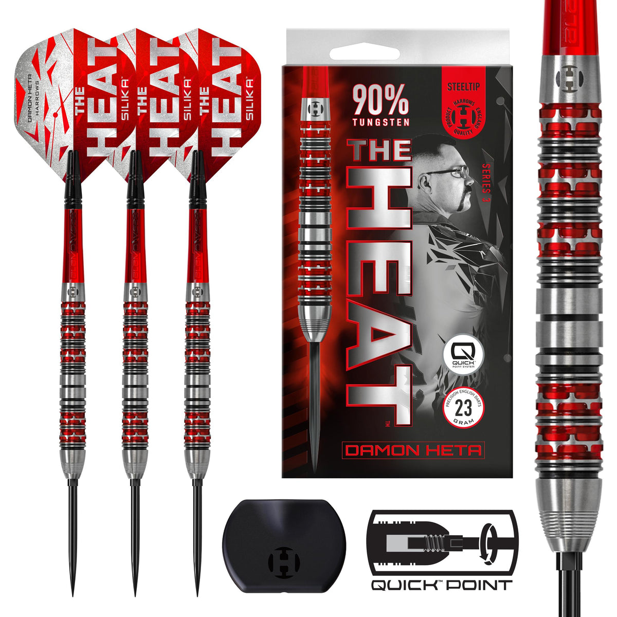 Harrows Damon Heta - Series 3 - 90% Tungsten - Quick Point Darts - 21g 23g 25g