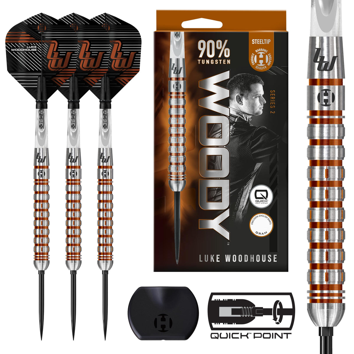 Harrows Luke Woodhouse- Series 2 - 90% Tungsten - Quick Point Darts - 21g 23g 25g