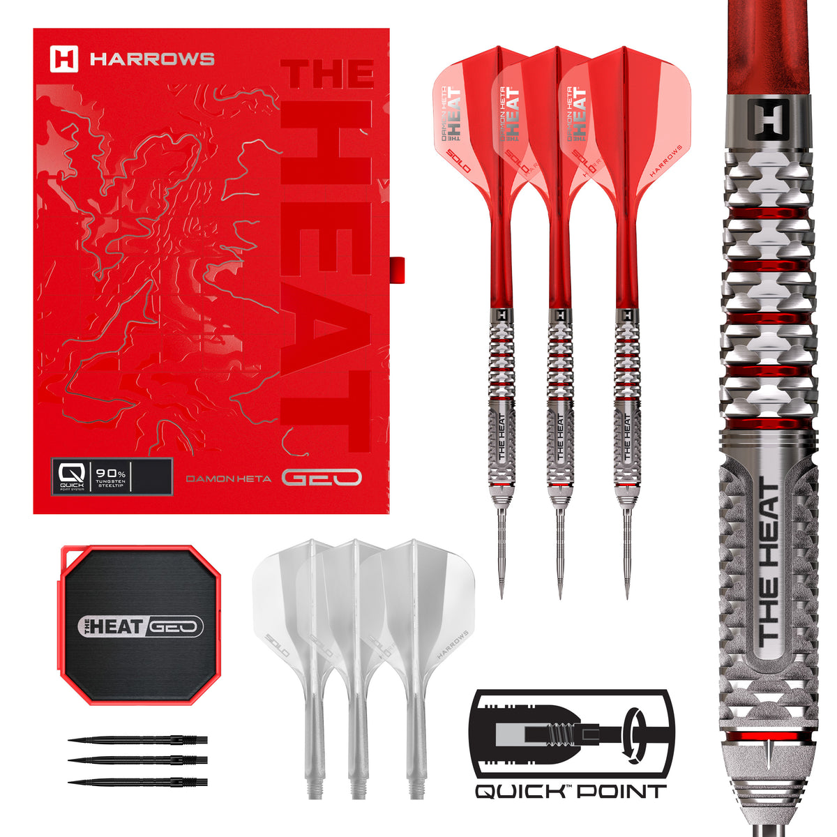 Harrows Damon Heat Geo - 90% Tungsten Quick Points Darts - 22g 23g 24g 25g