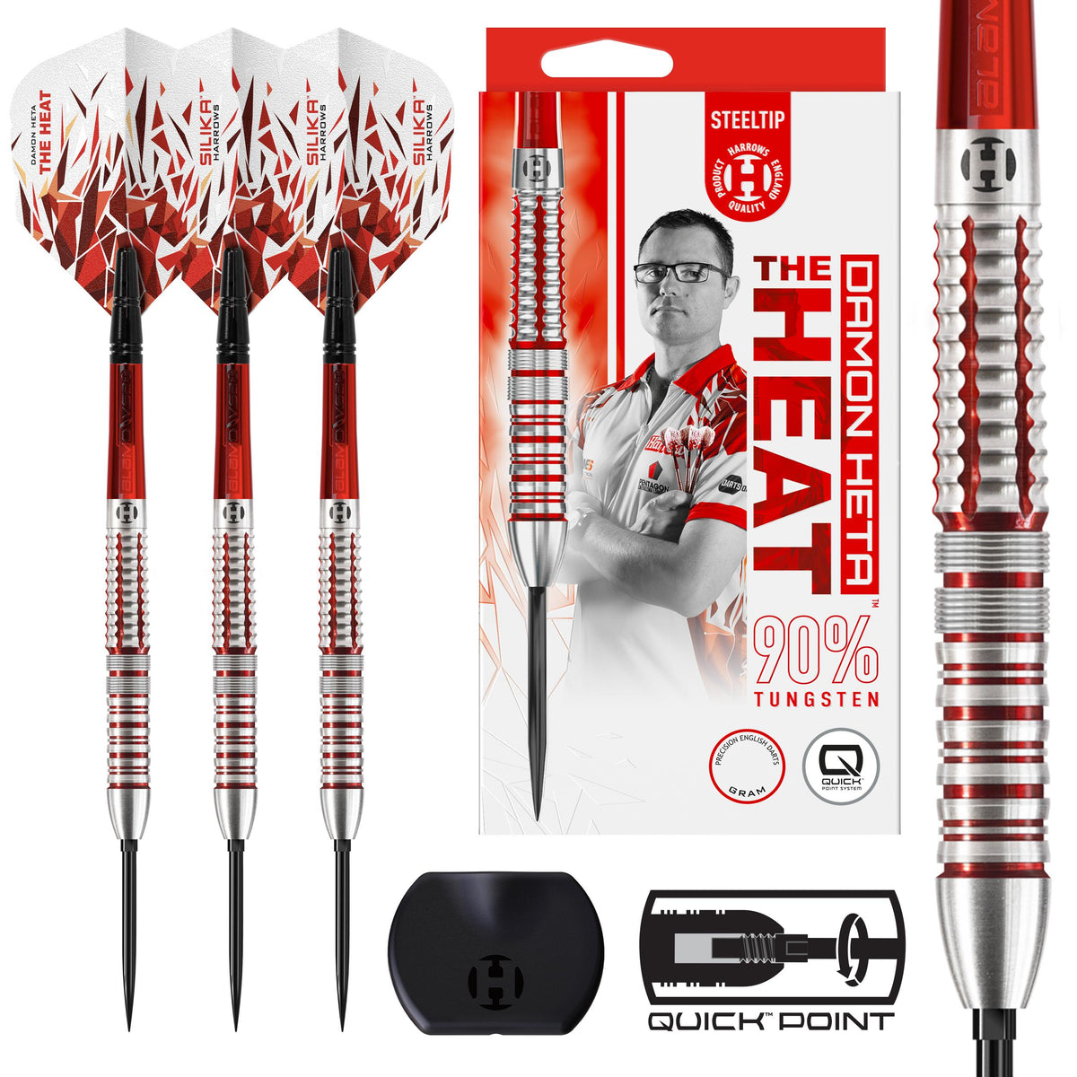 Harrows Damon Heta - Series 2 - 90% Tungsten - Quick Point Darts - 21g 23g 25g