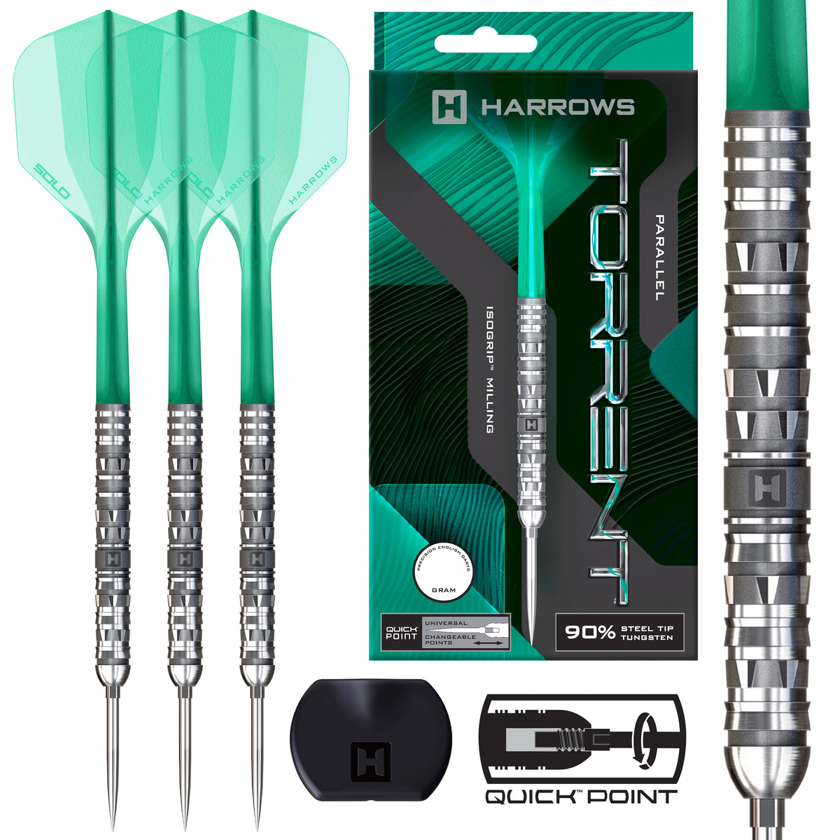 Harrows Torrent - 90% Tungsten Quick Point Darts - 23g 24g 25g