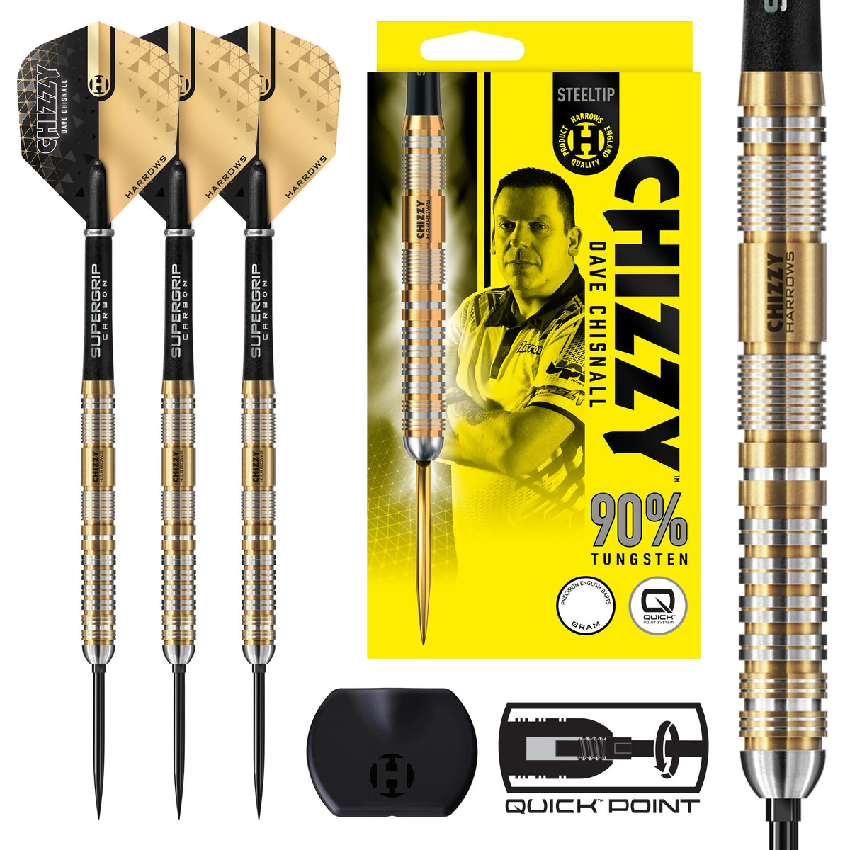 Harrows Dave Chisnall - Series 2 - 90% Tungsten - Quick Point Darts - 21g-26g