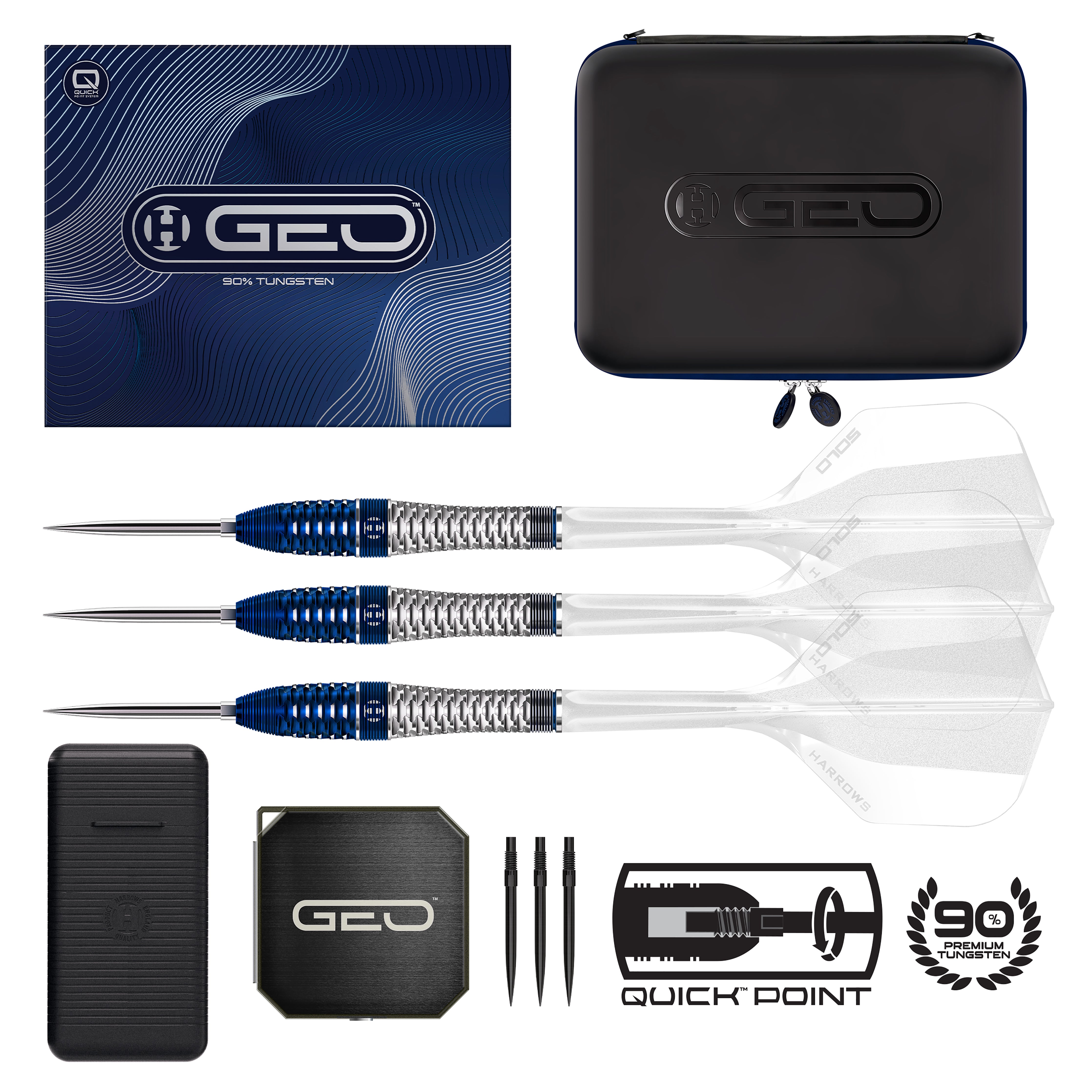 Harrows Geo 03 Bomb - 90% Tungsten - Quick Point Darts - 23g 25g
