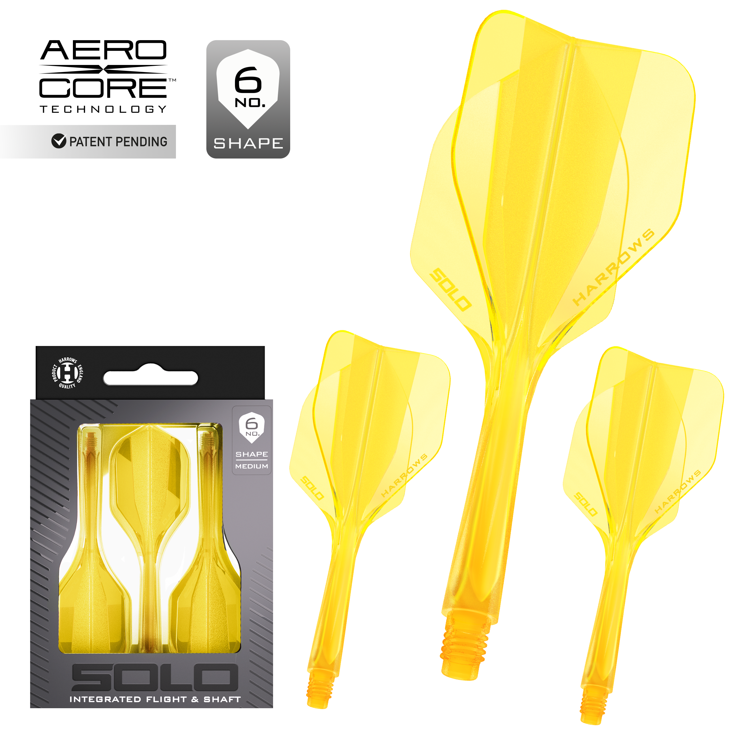Harrows Solo Integrated Dart Flight & Shaft System - Yellow