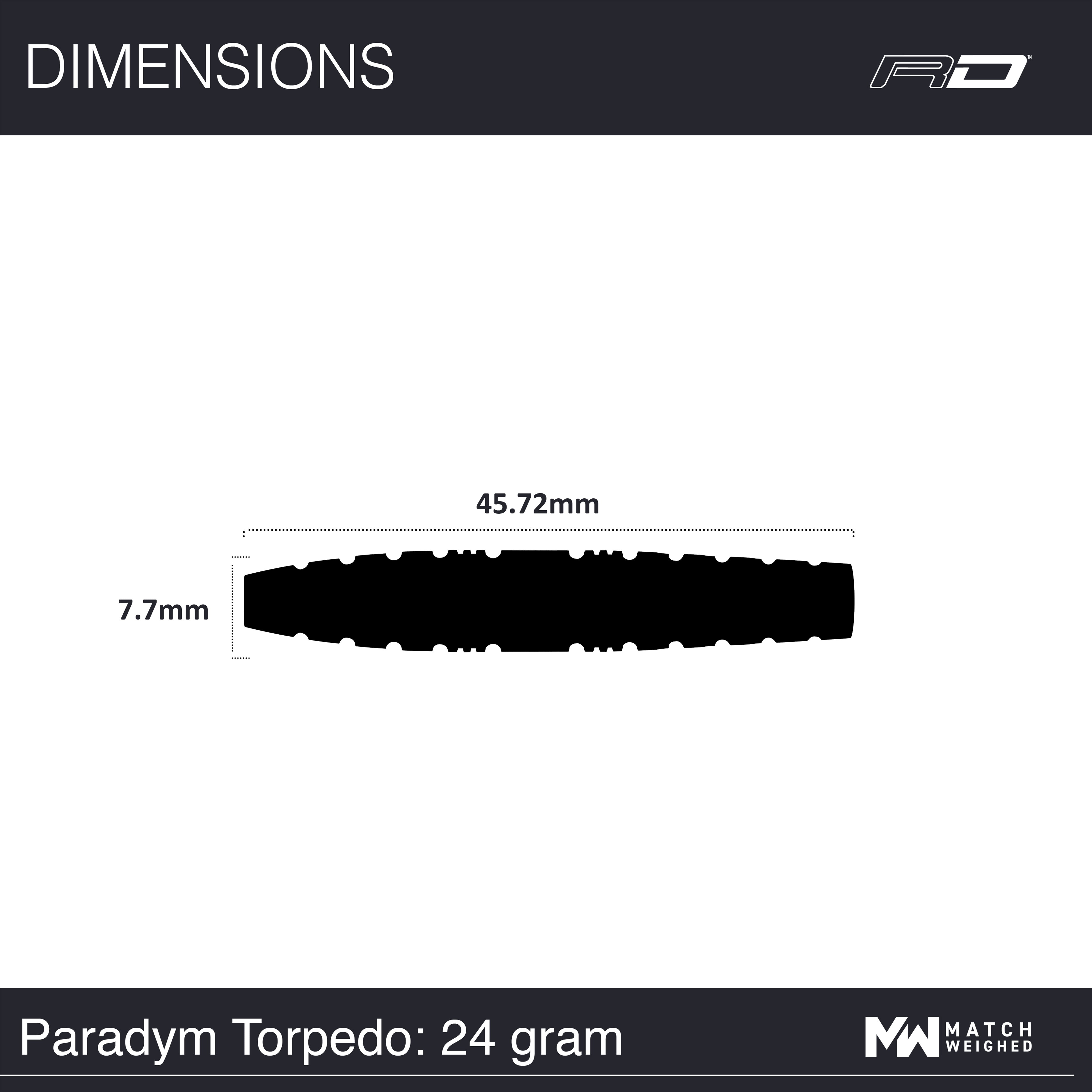 Red Dragon Paradym Torpedo Steel Tip Darts - 90% Tungsten - 24g 26g