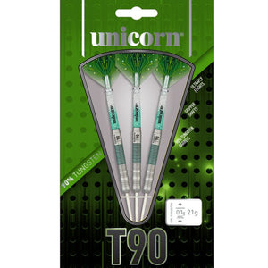 Unicorn T90 Core XL - Steel Tip Darts - 90% Tungsten - Green - 20g 22g
