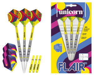 Unicorn Flair - 80% Tungsten Darts - 21g - EXTRA FLIGHTS & STEMS