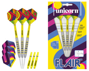 Unicorn Flair - 80% Tungsten Darts - 23g - EXTRA FLIGHTS & STEM