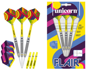 Unicorn Flair - 80% Tungsten Darts - 24g - EXTRA FLIGHTS & STEM