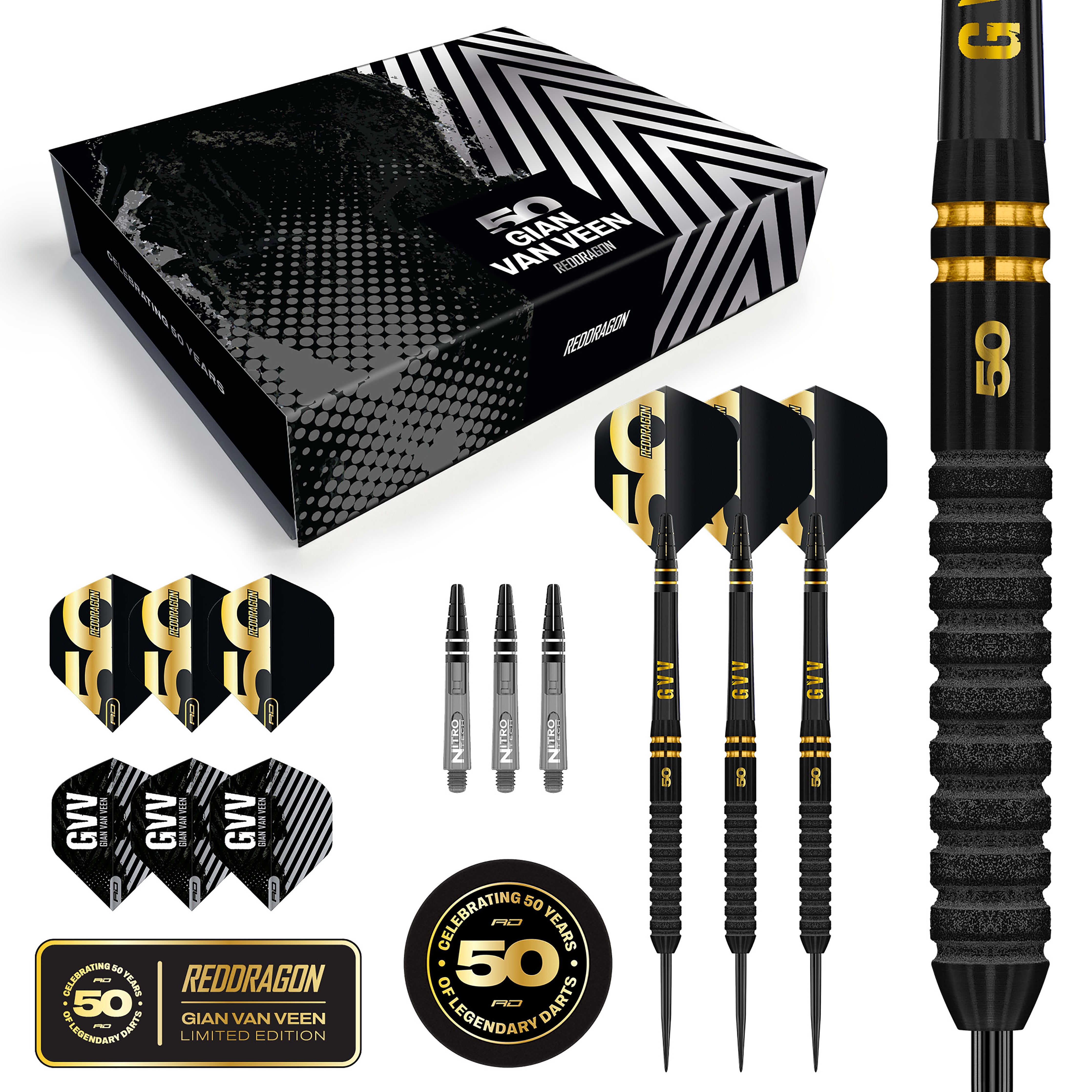 Red Dragon Gian Van Veen - 50 Years Player Edition - 90% Tungsten Darts - 21g