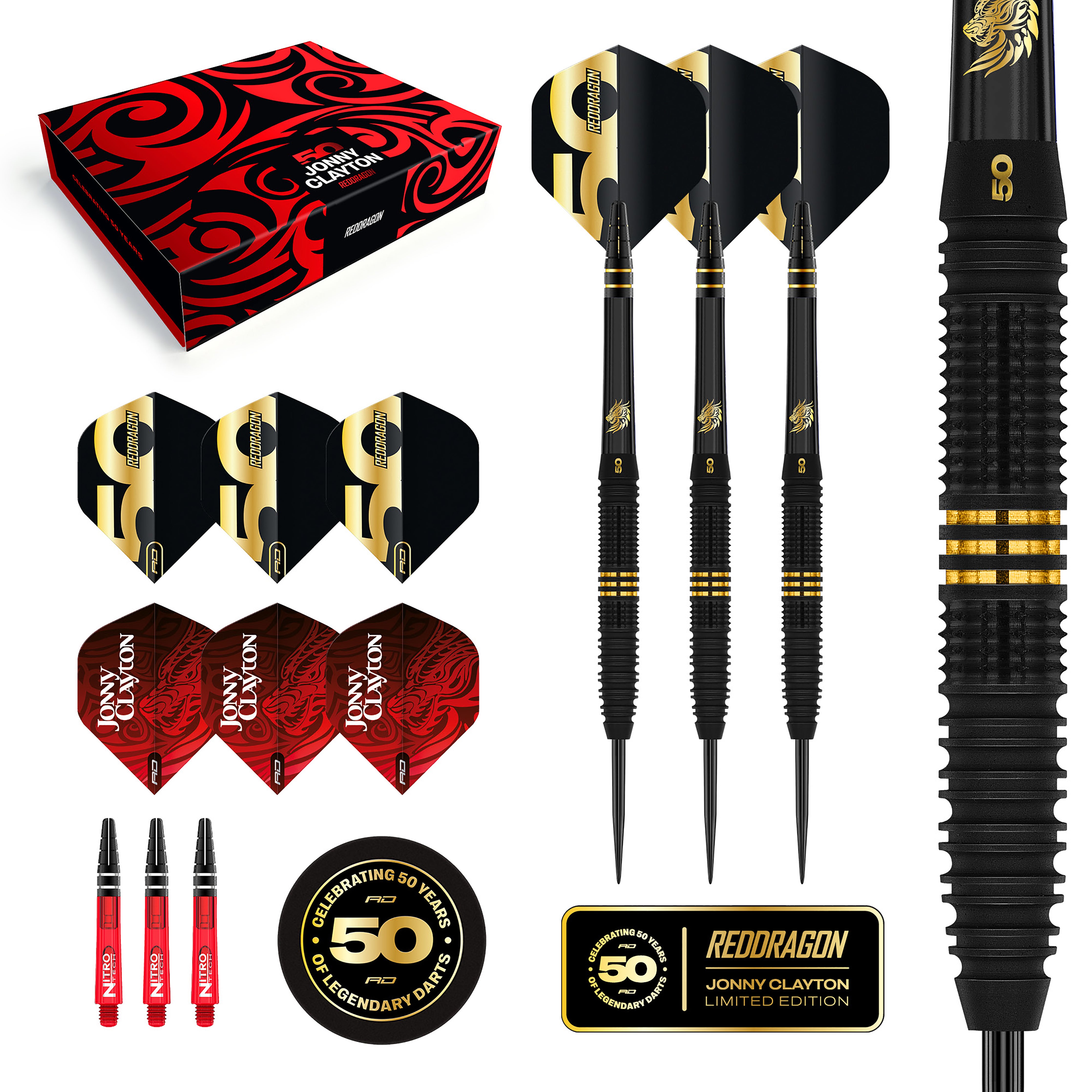 Red Dragon Jonny Clayton - 50 Years Player Edition - 90% Tungsten Darts - 22g