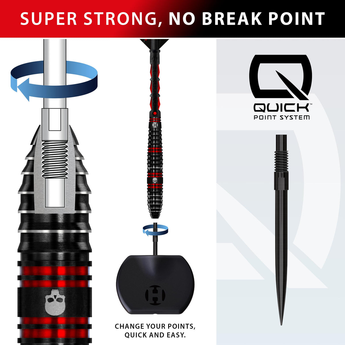 Harrows Ryan Searle - Heavy Metal - 90% Tungsten - Quick Point Darts - 22g - 32g
