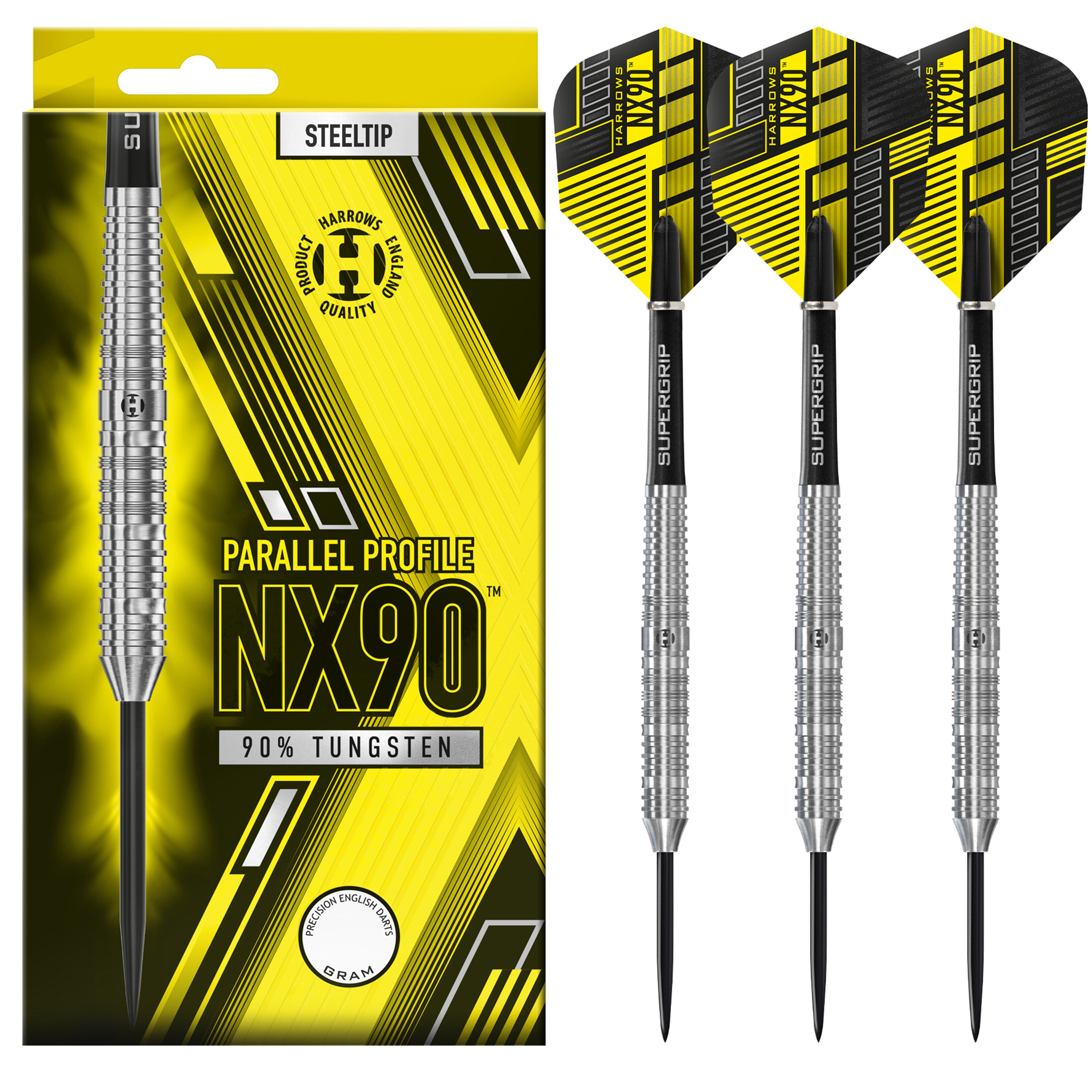 Harrows NX90 Parallel Steel Tip Darts Set - 90% Tungsten - 22g 23g 24g 26g
