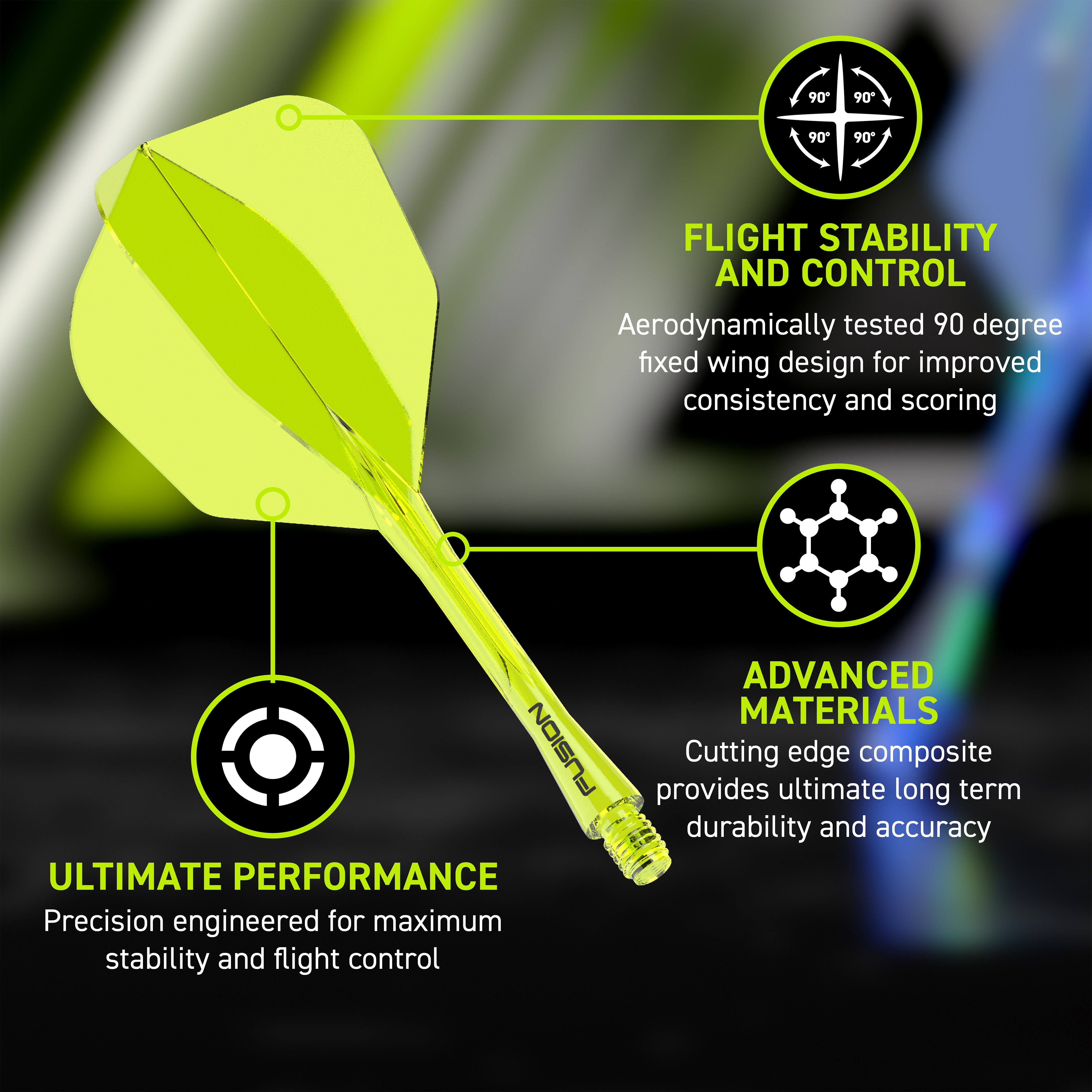 Winmau Fusion Integrated Flight & Shaft System - No6 - Yellow