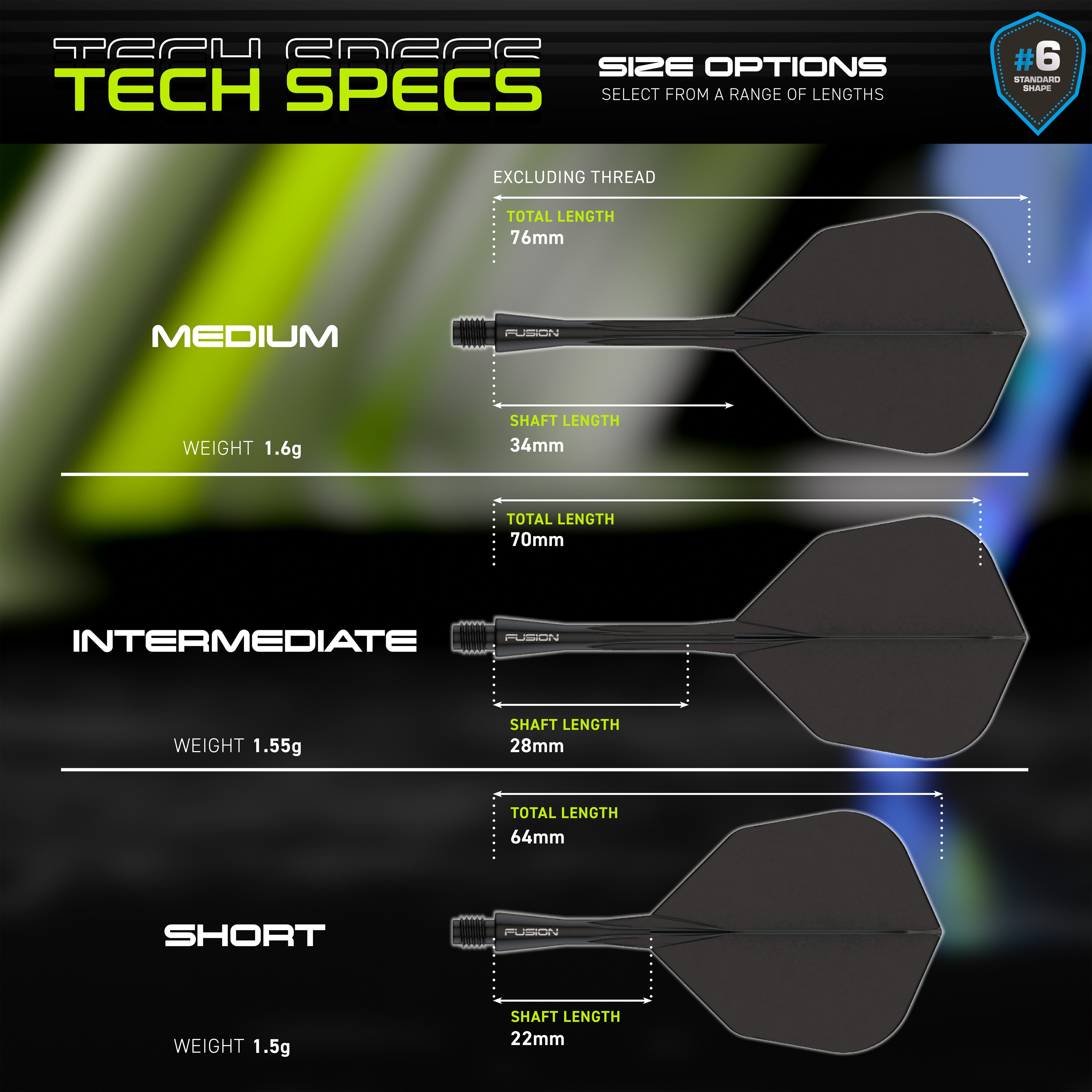Winmau Fusion Integrated Flight & Shaft System - No6 - Black