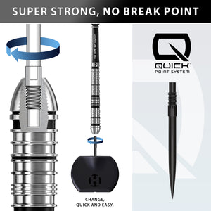 Harrows Supergrip QP Tapered - 90% Tungstens - Quick Point Darts - 22g - 30g