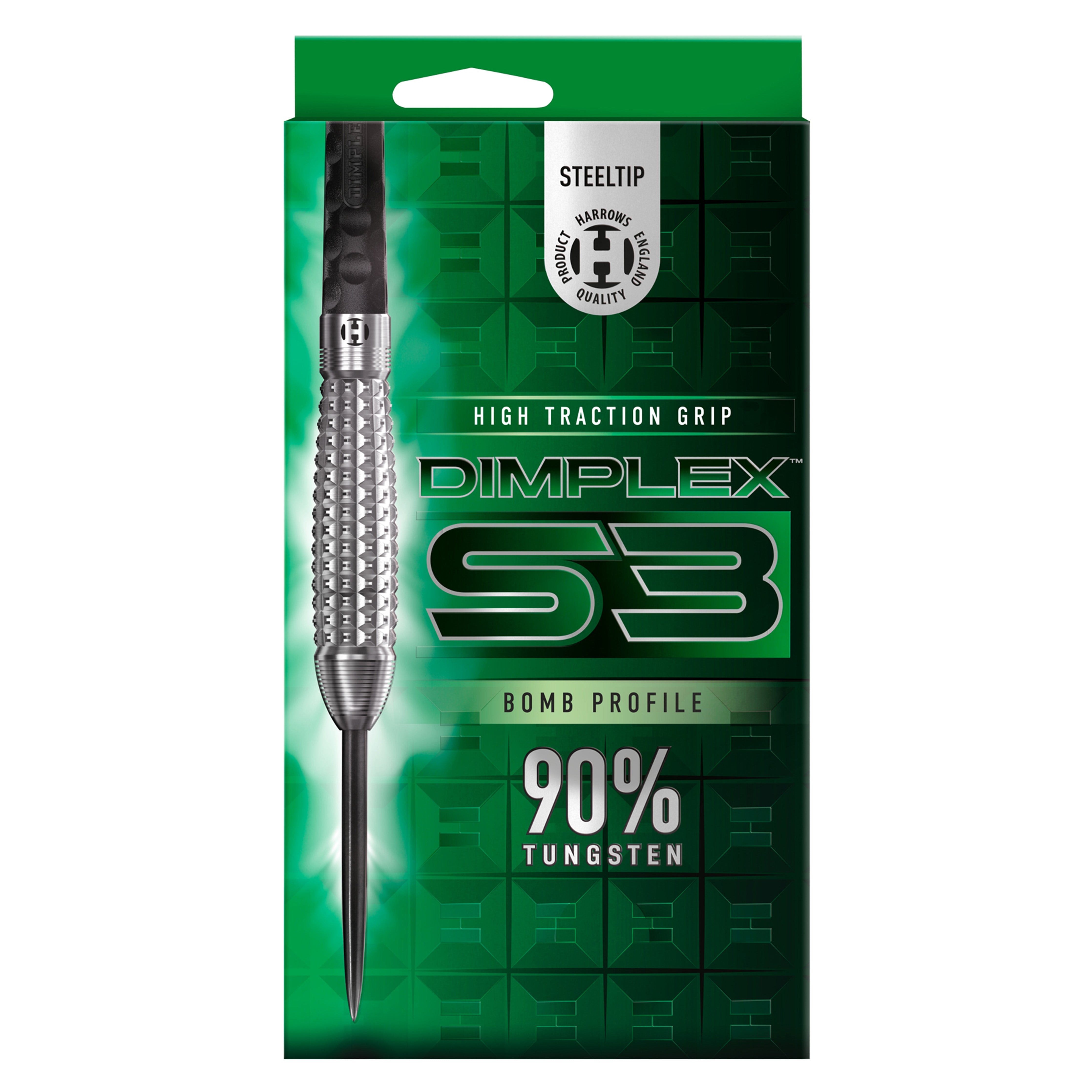 Harrows Dimplex S3 Bomb Steel Tip Darts Set - 90% Tungsten - 21g 23g 24g 25g