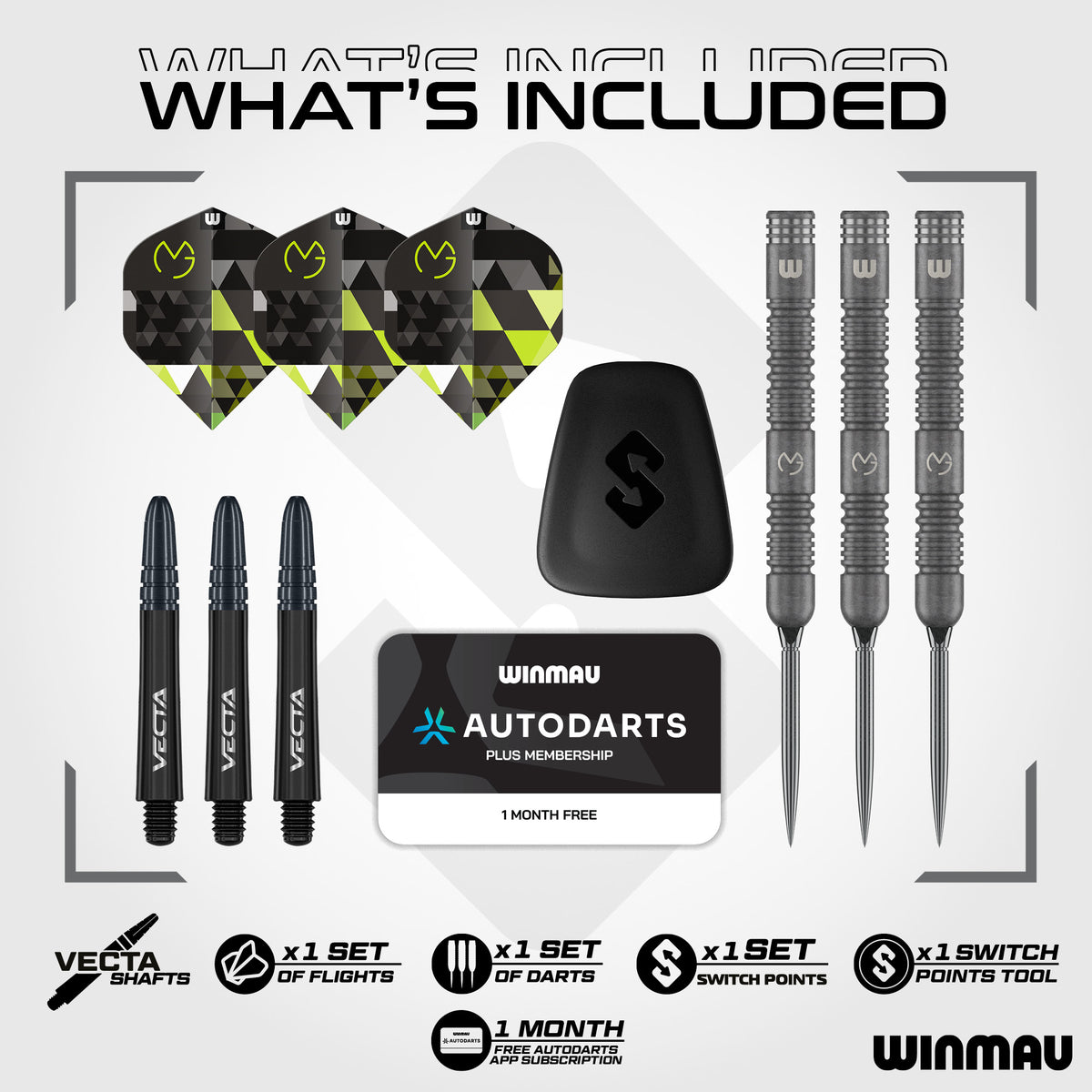 Winmau Michael van Gerwen TS - MVG - 90% Tungsten - Switch Point Darts - 21g 23g 25g