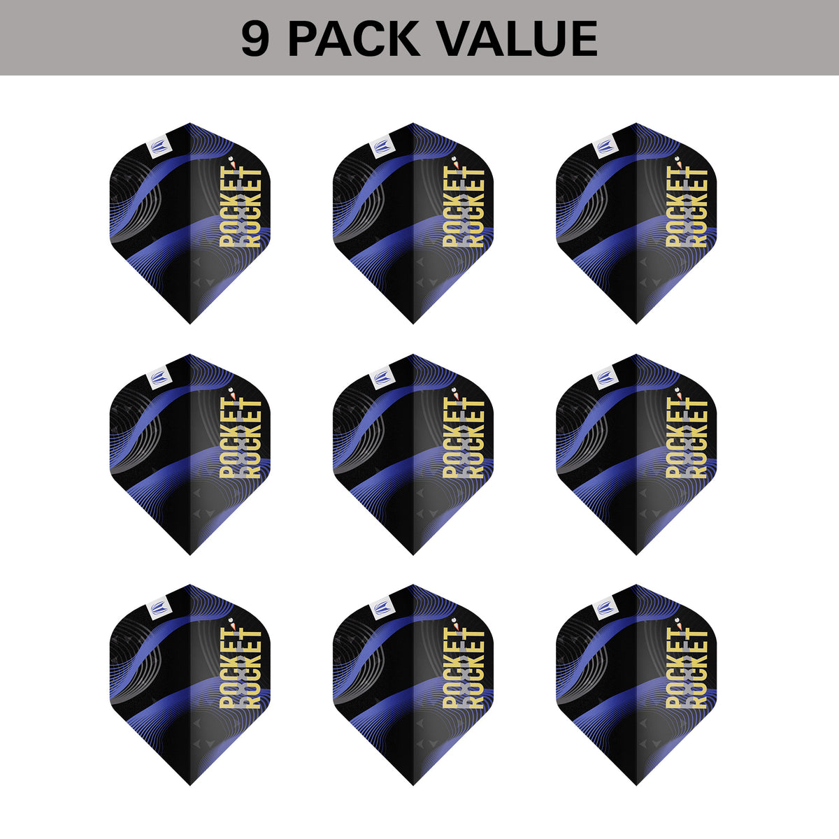 Target Justin Hood ID - Pro.Ultra Dart Flights - No2 Black - 3 Sets Included