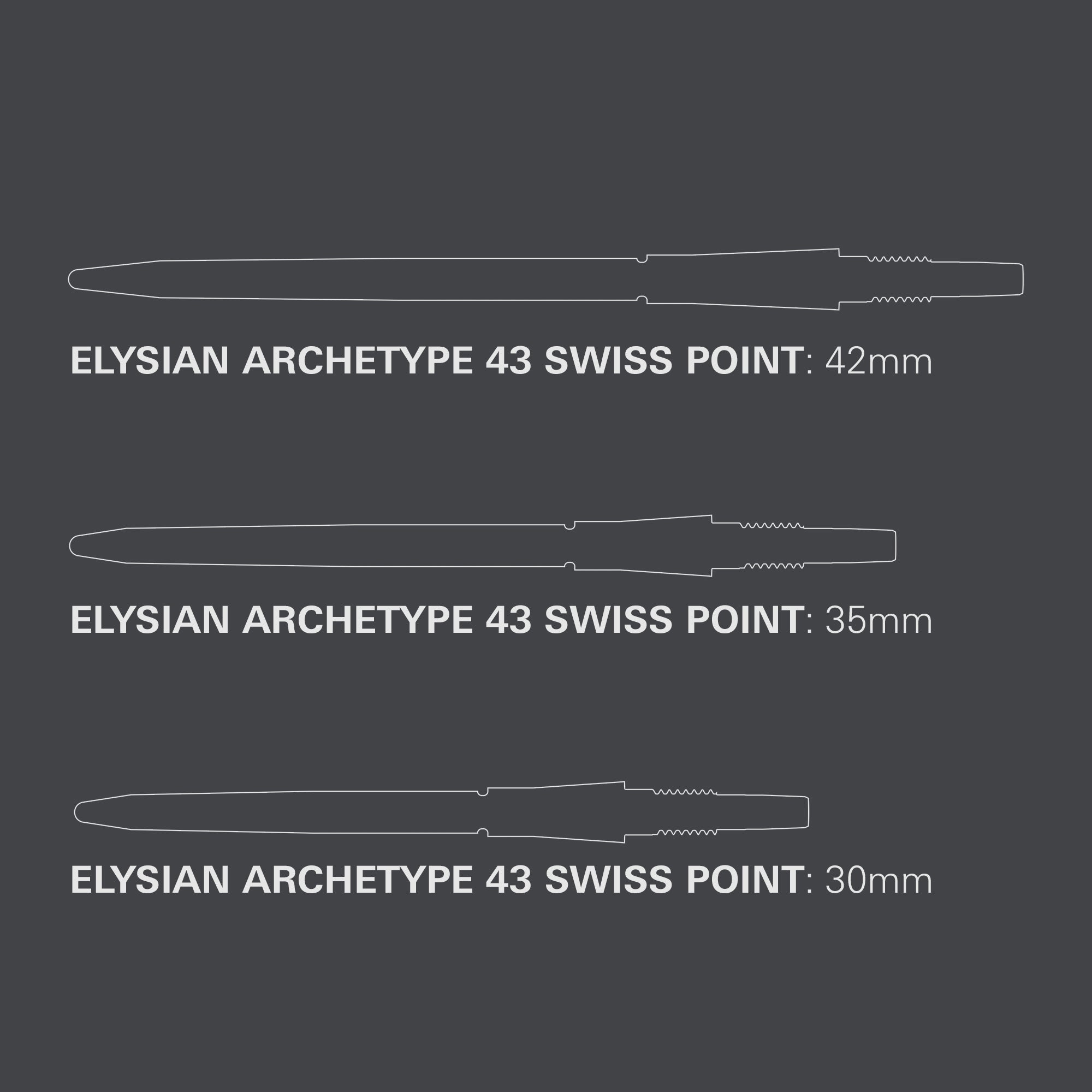 Target Elysian Archetype 43 Swiss Points - Silver, Gold, Black - 30mm 35mm 42mm