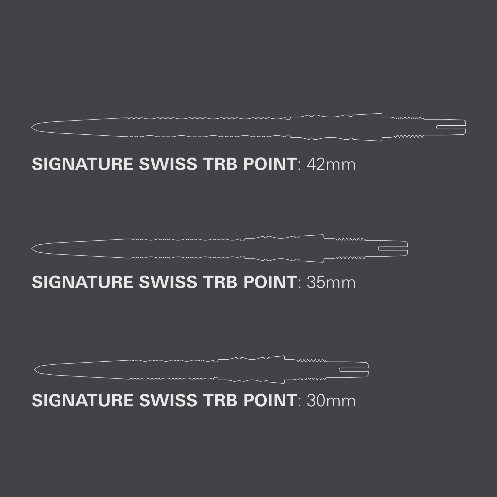 Target Signature Swiss Point - TRB - 30mm 35mm 42mm - Silver, Gold, Black