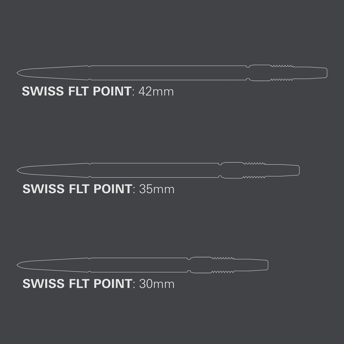 Target Swiss FLT Dart Points - Silver - 30mm 35mm 42mm