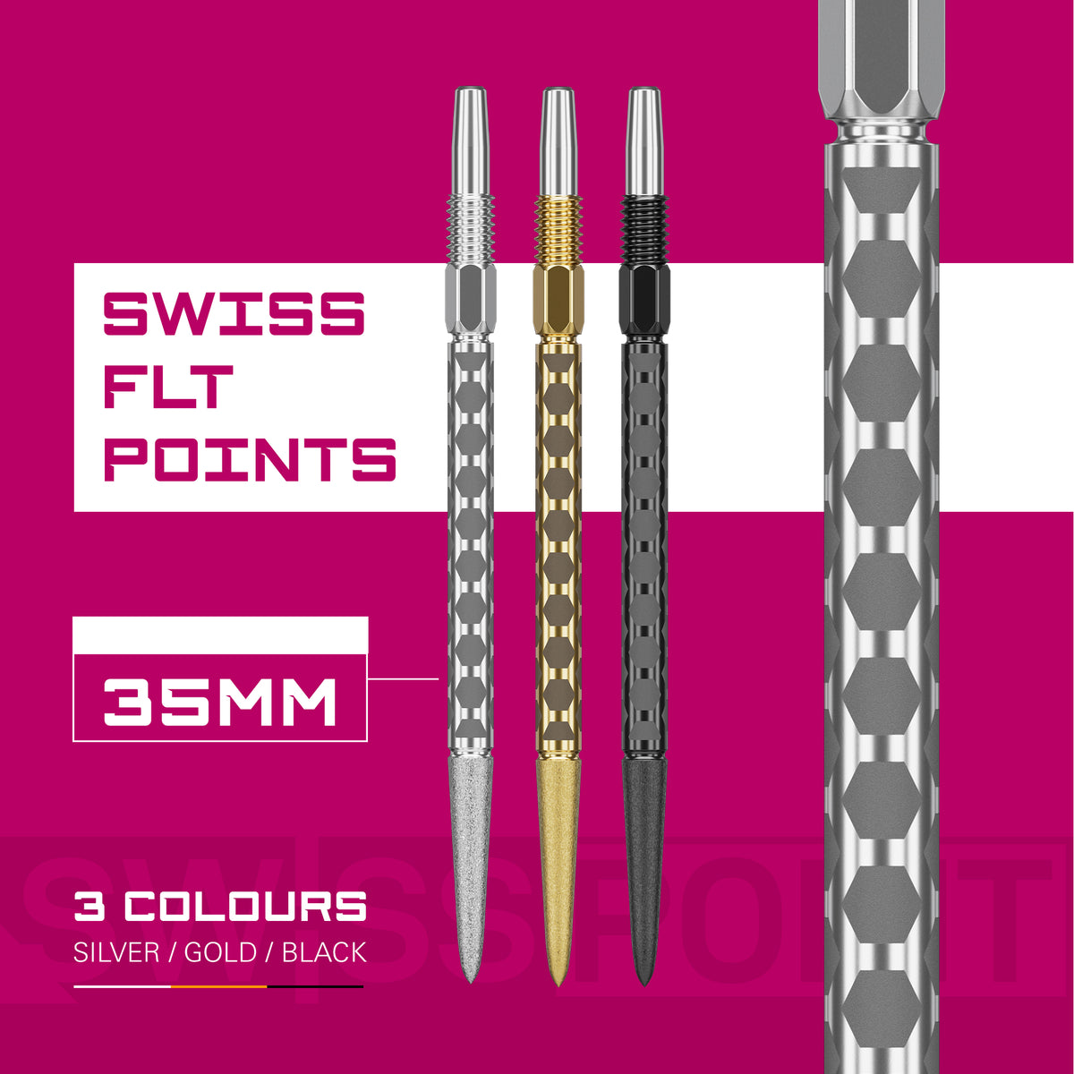 Target Swiss FLT Dart Points - Silver - 30mm 35mm 42mm