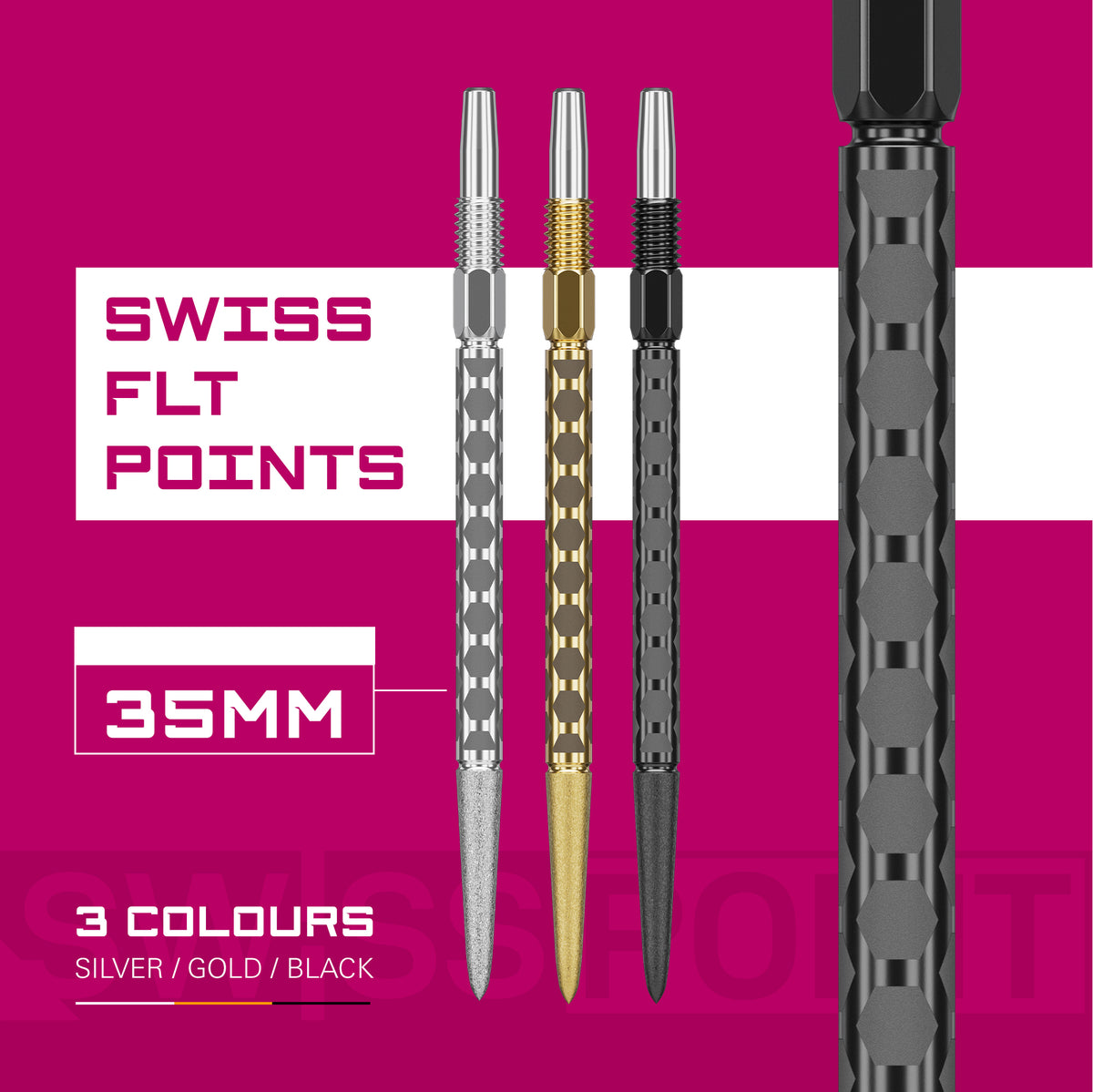 Target Swiss FLT Dart Points - Black - 30mm 35mm 42mm