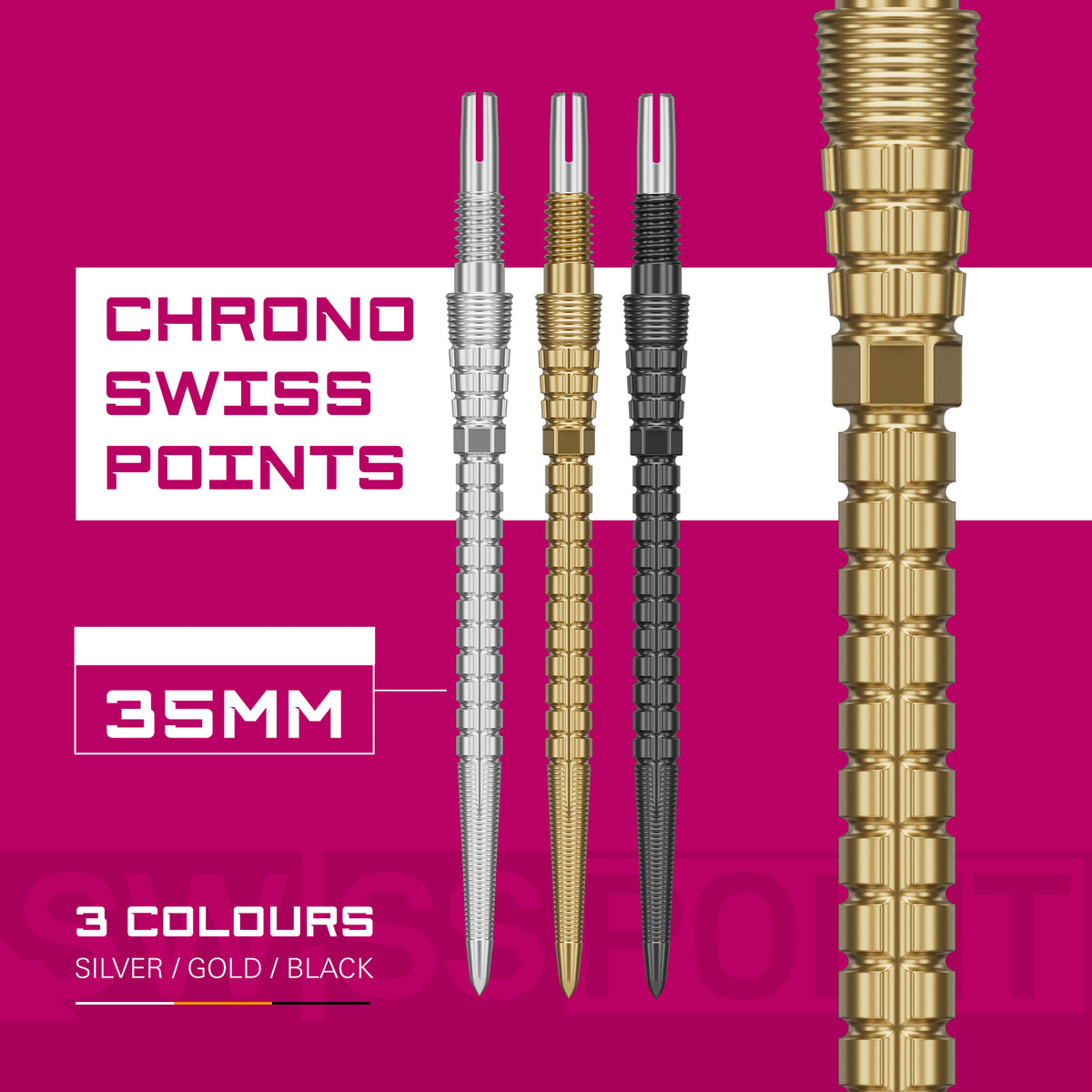 Target Swiss Chrono Storm Dart Points - Gold - 30mm 35mm 42mm