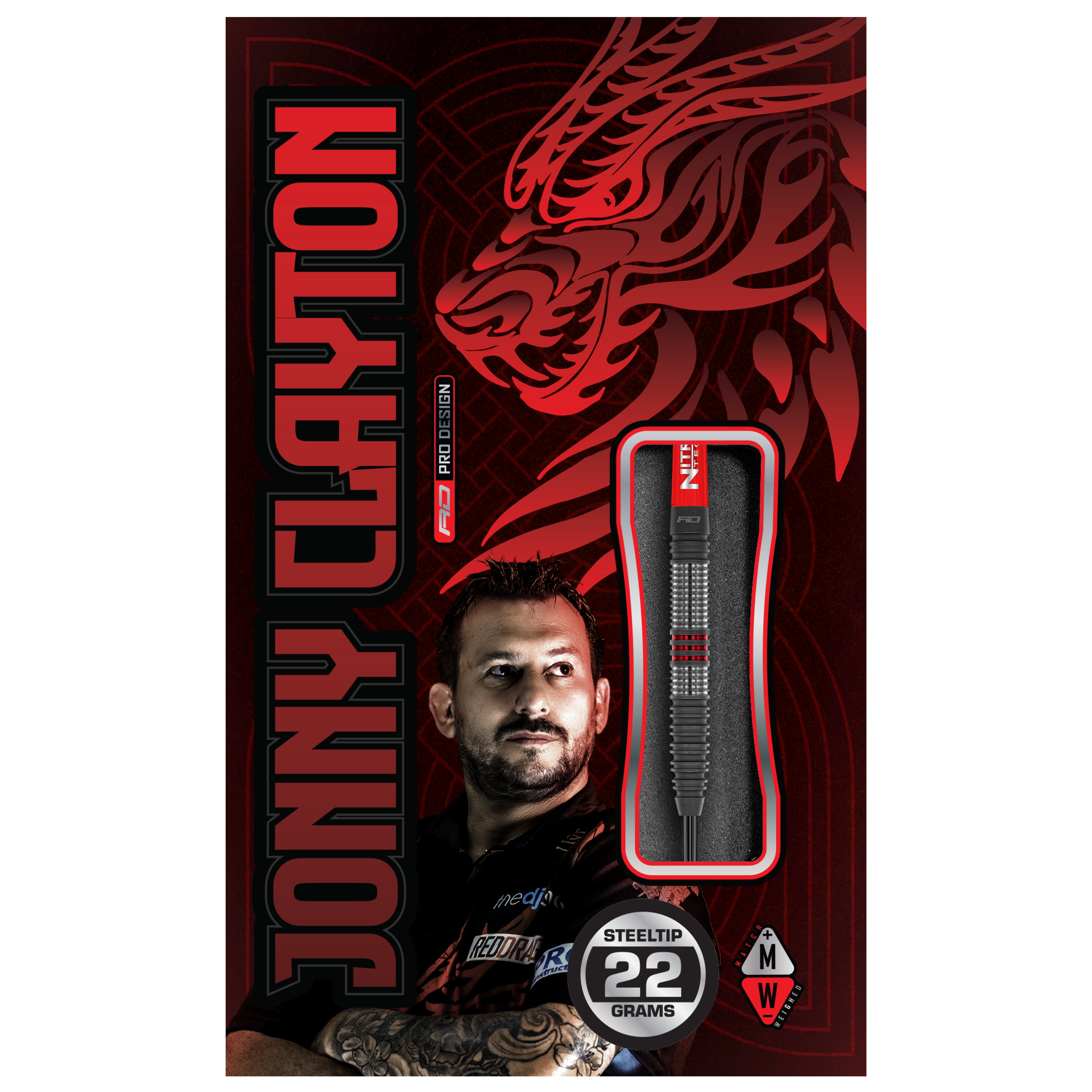 Red Dragon Johnny Clayton Hiraeth Steel Tip Darts - 90% Tungsten - 22g