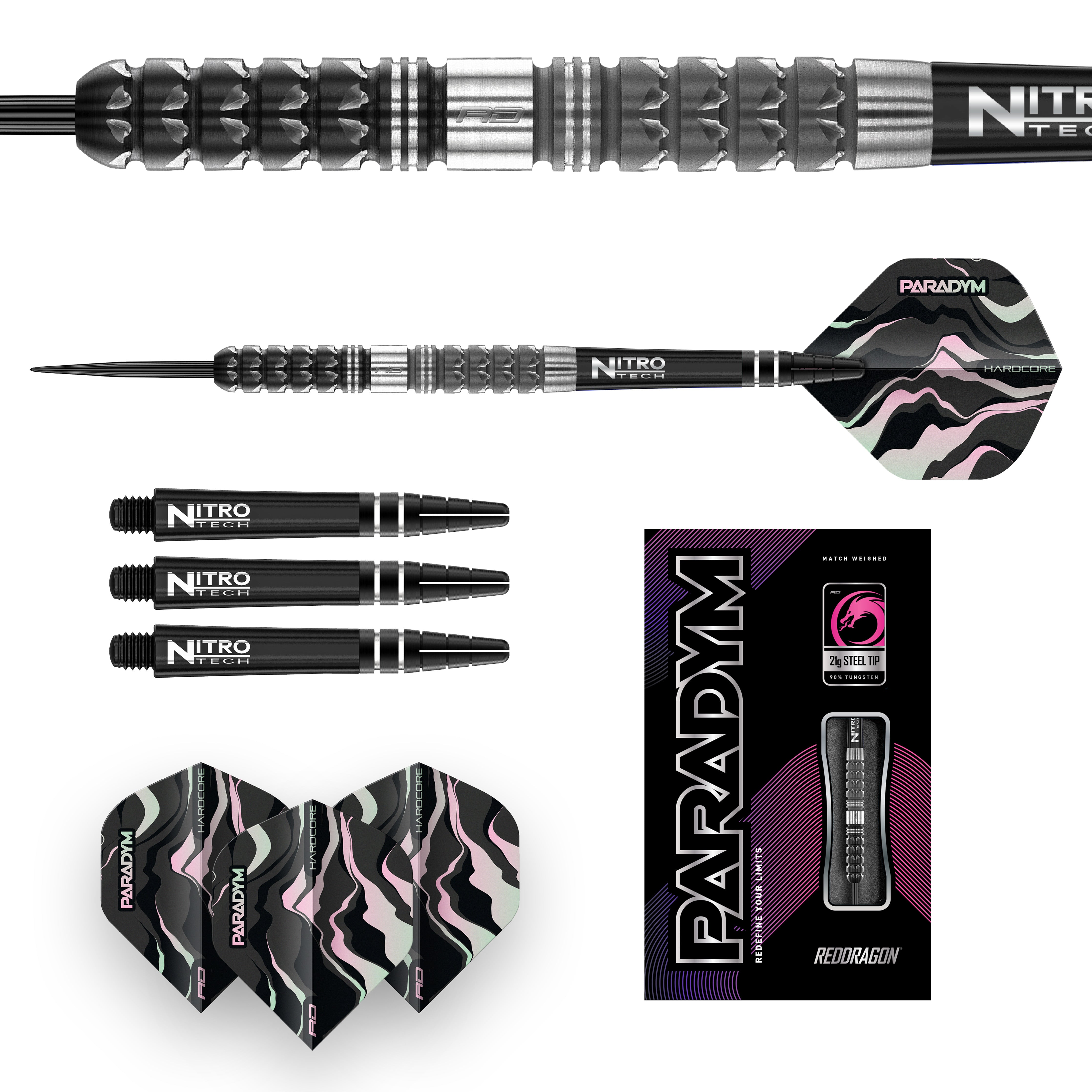 Red Dragon Paradym Tapered Steel Tip Darts - 90% Tungsten - 21g 23g 25g