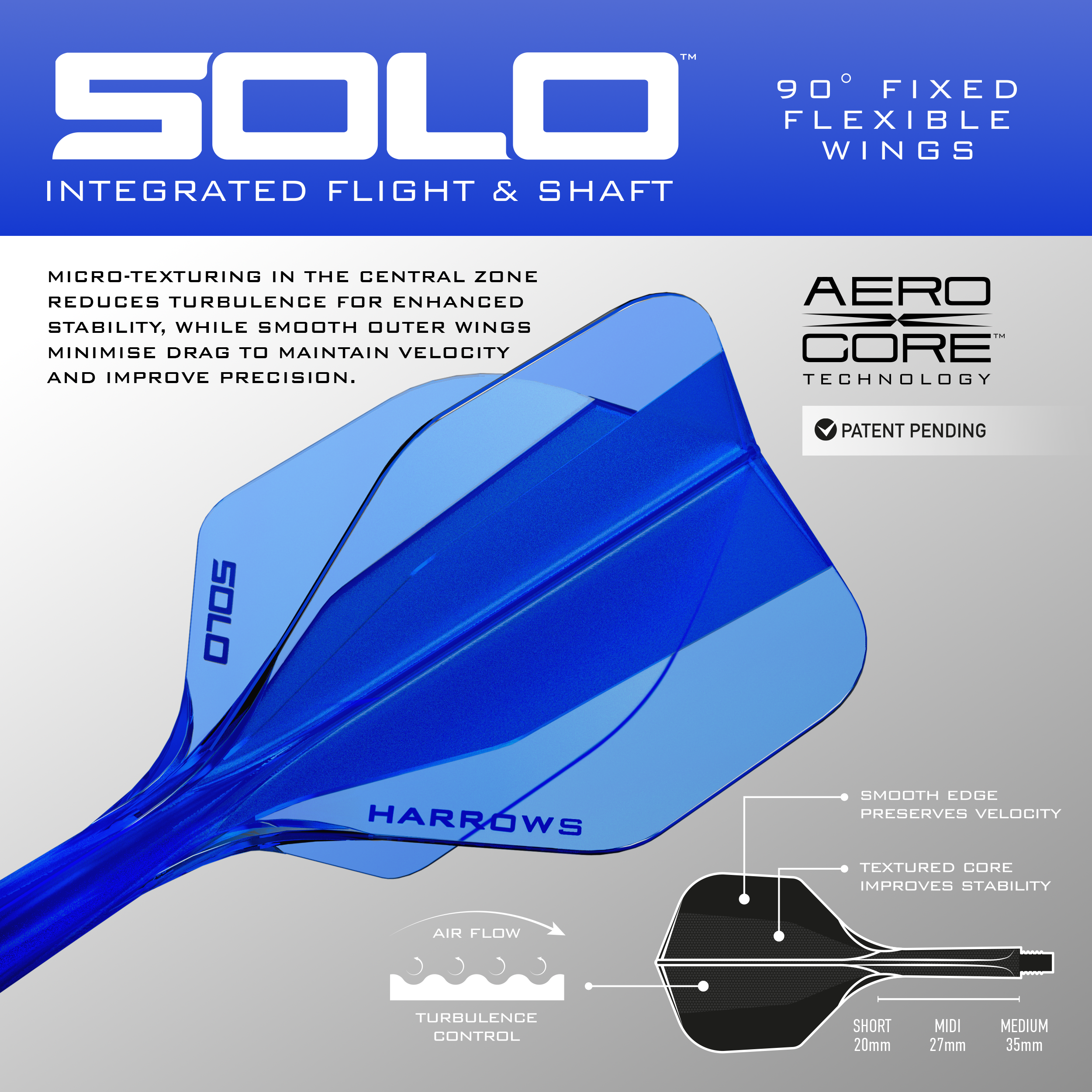 Harrows Solo Integrated Dart Flight & Shaft System - Blue