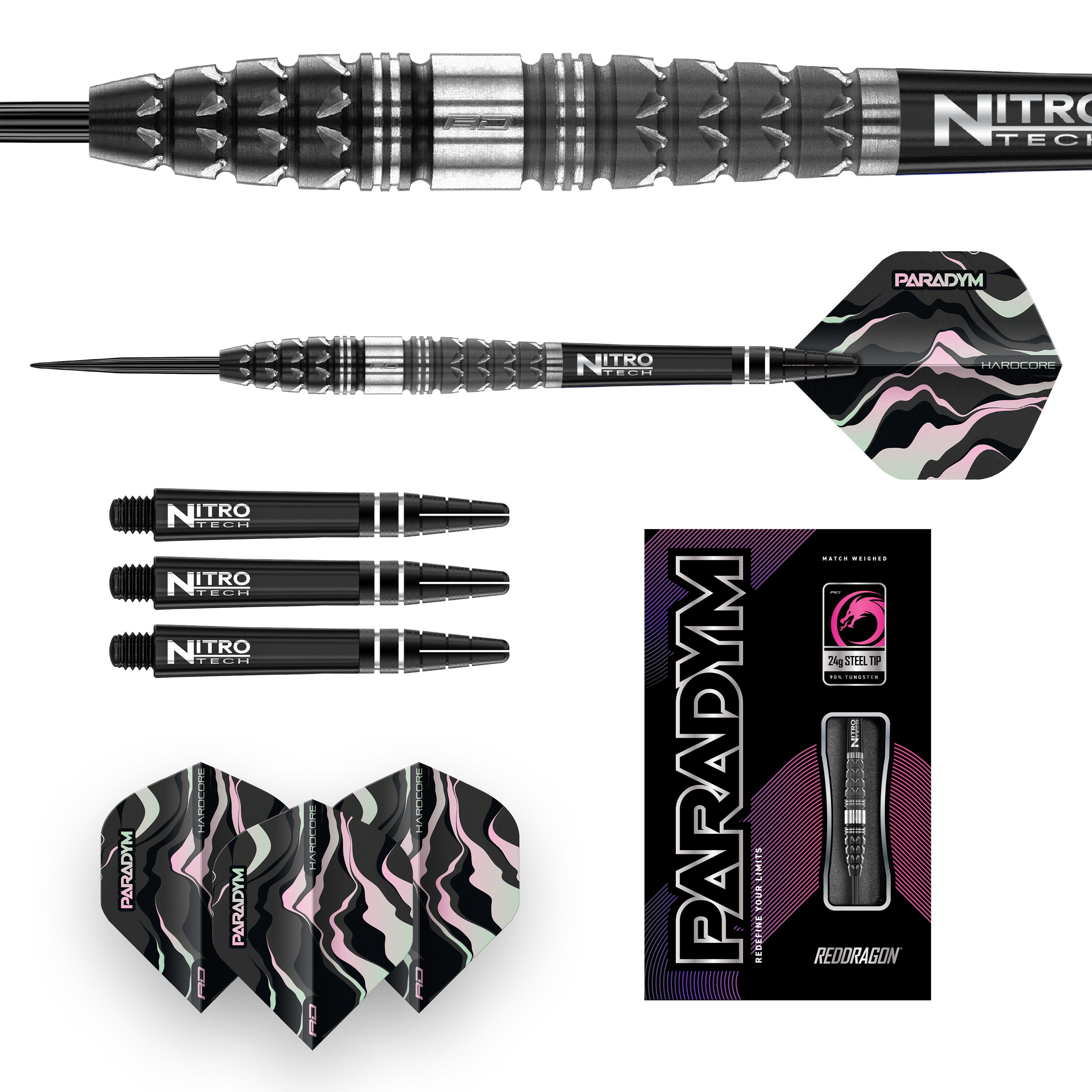 Red Dragon Paradym Torpedo Steel Tip Darts - 90% Tungsten - 24g 26g