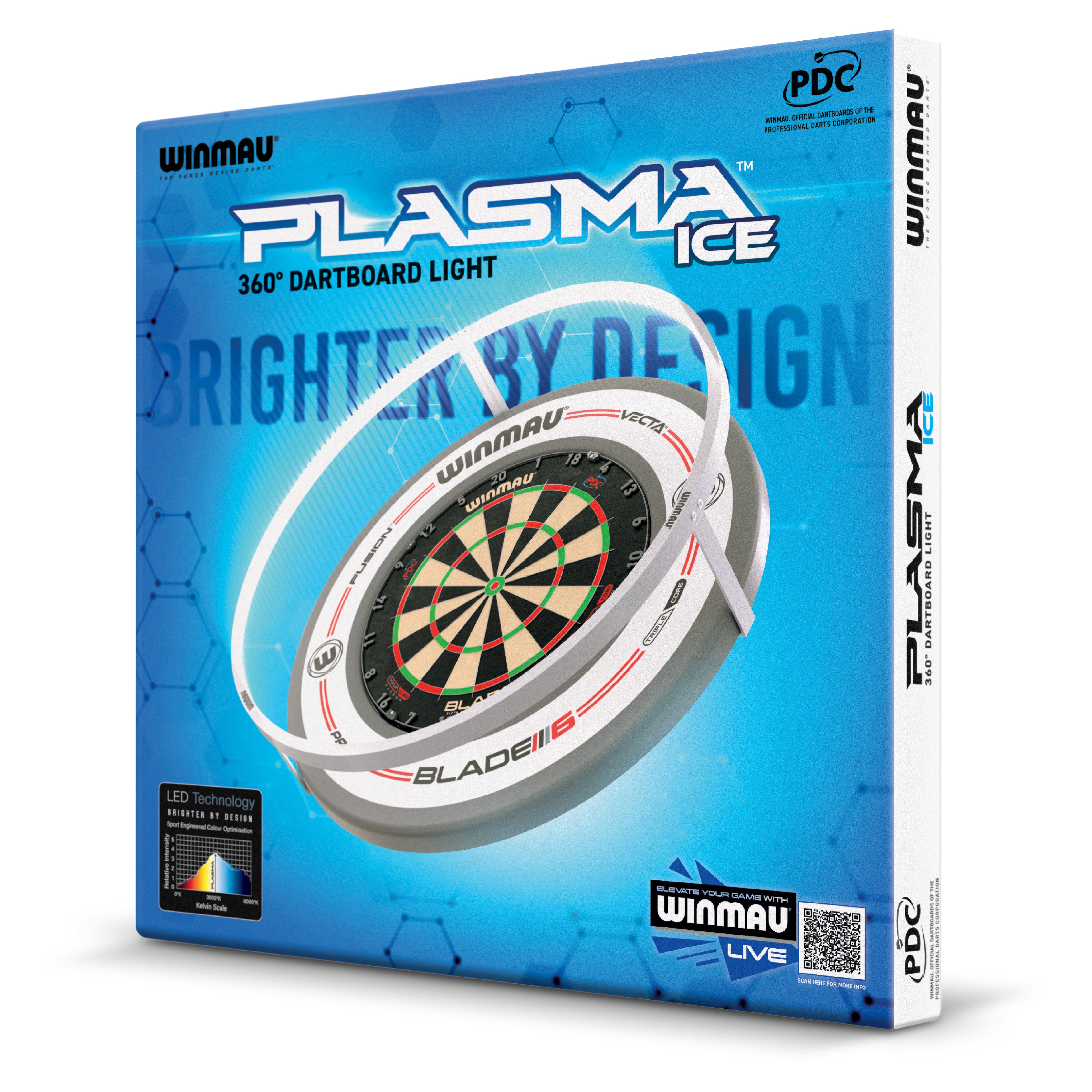 Winmau Plasma Ice Dartboard Surround Light & Pro Line Original White Surround Bundle