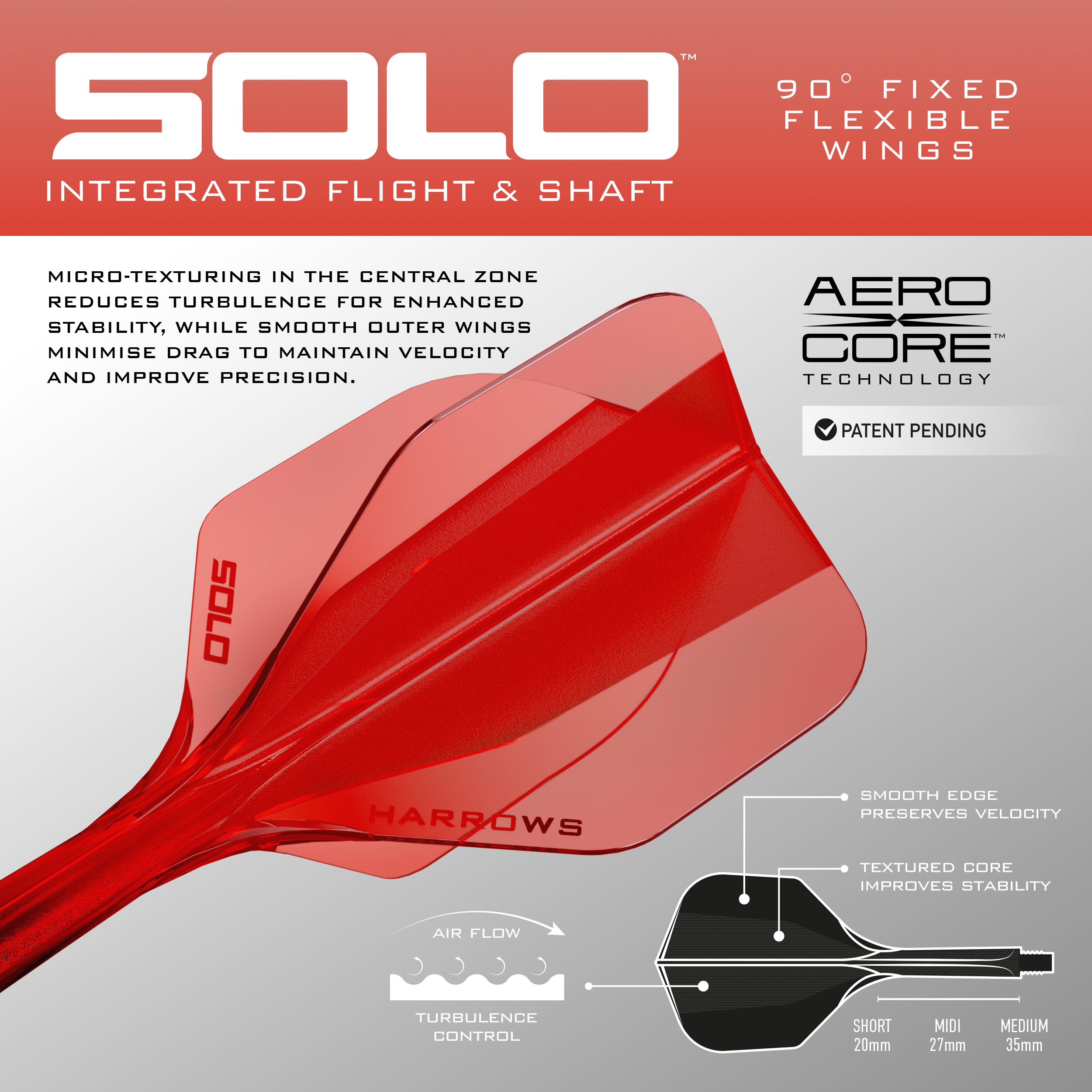 Harrows Solo Integrated Dart Flight & Shaft System - Red