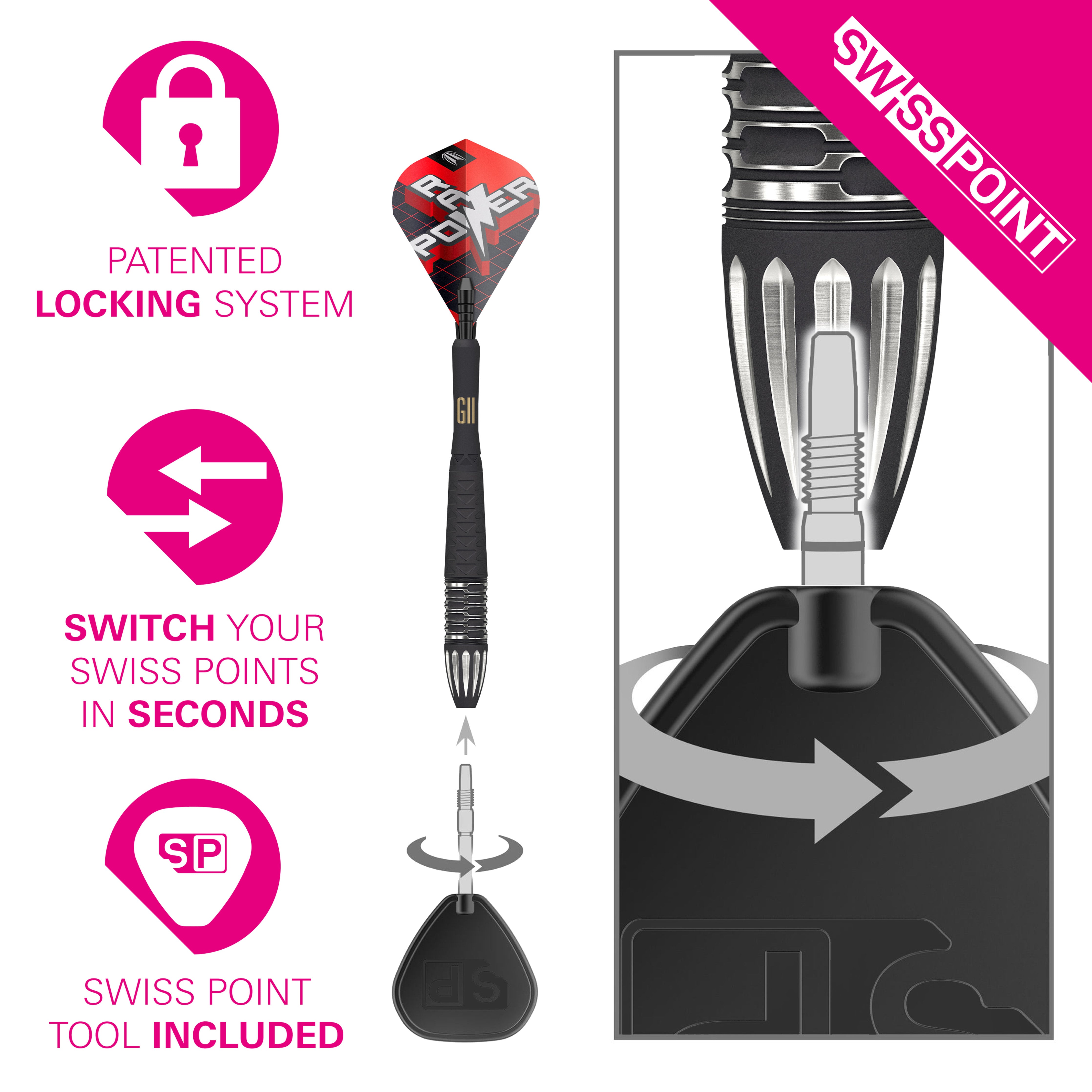 Target Phil Taylor Raw Power G11 SP Steel Tip Darts 2024 - 95% Tungsten - 22G 24G 26G