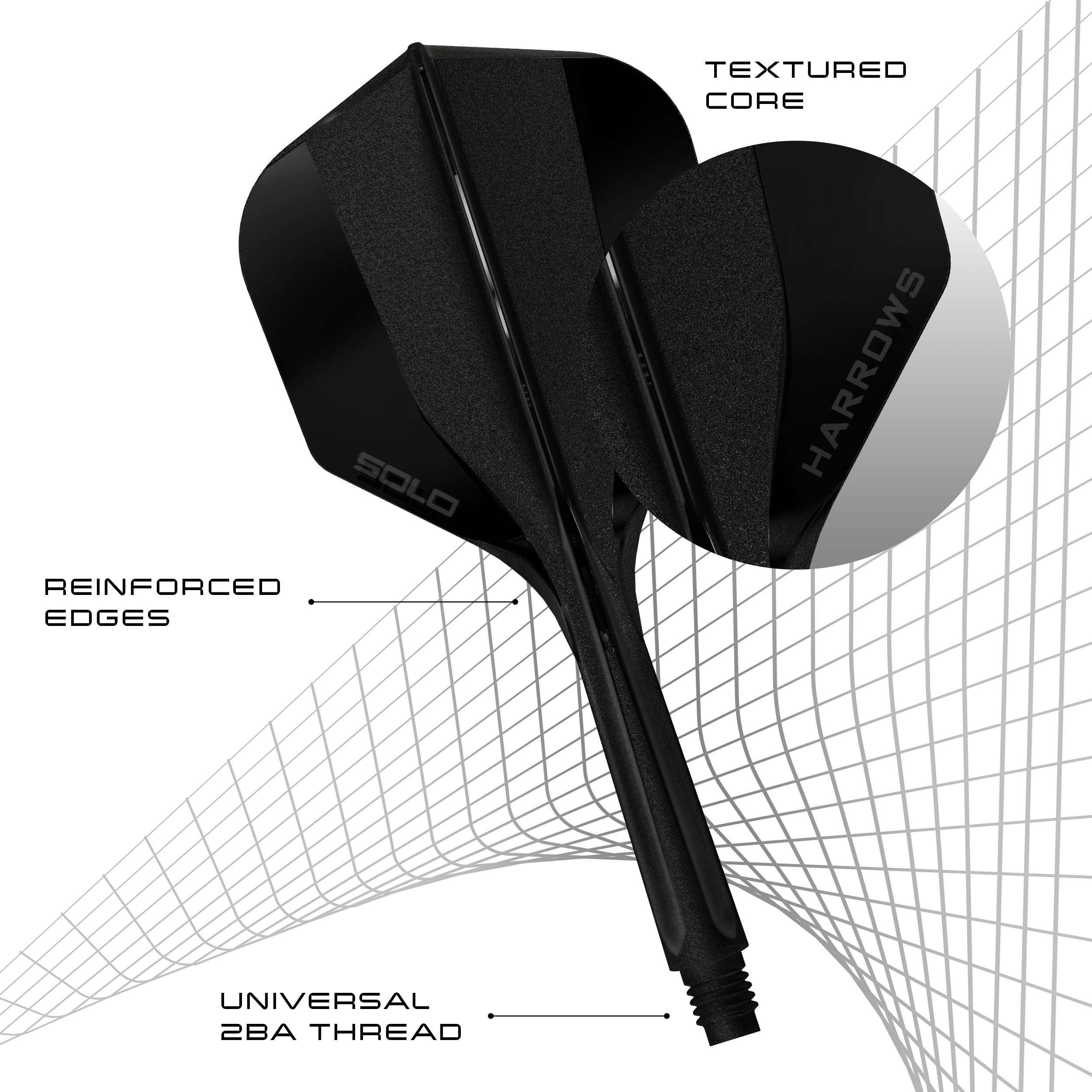 Harrows Solo Integrated Dart Flight & Shaft System - Black